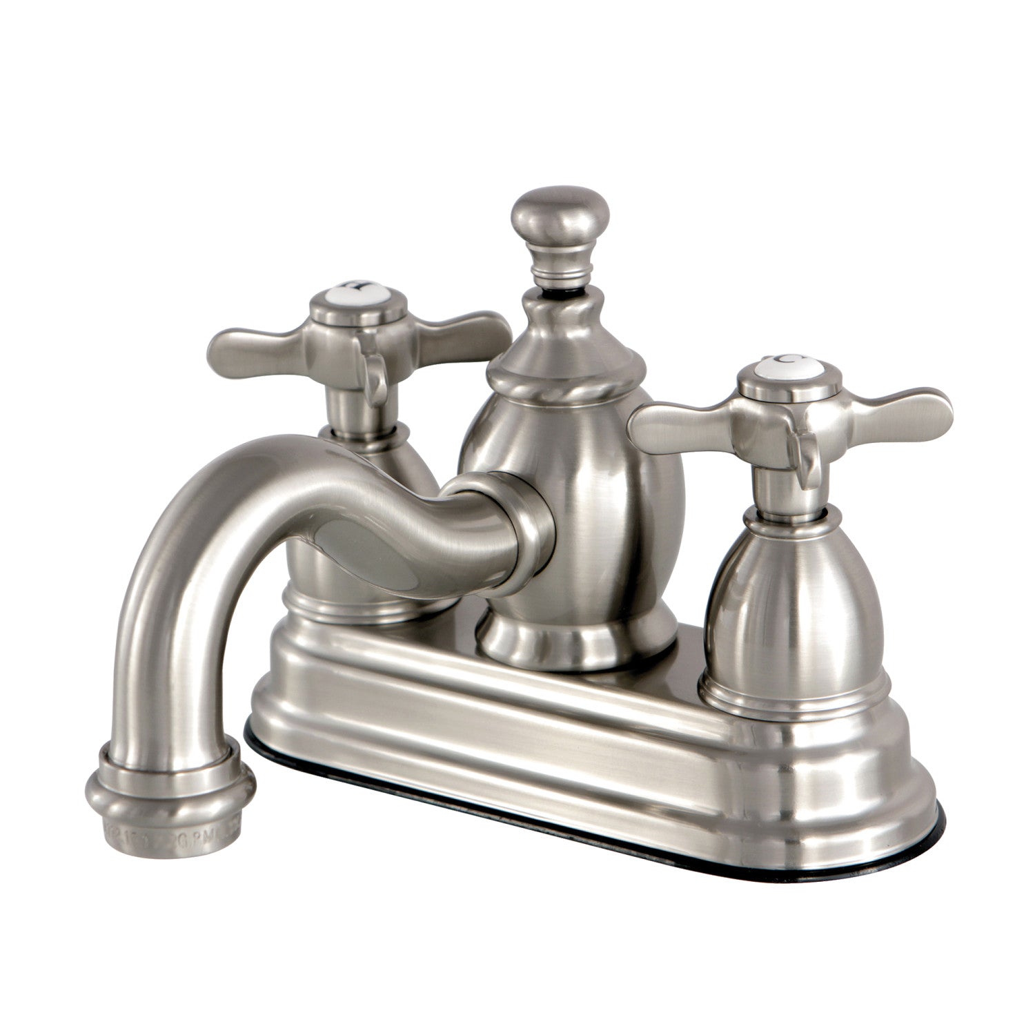 Kingston Heirloom KS7108BEX - Essex Double-Handle 3 trous montage sur plage 4-Inch Centerset Robinet de salle de bains avec laiton à tirette, Nickel brossé