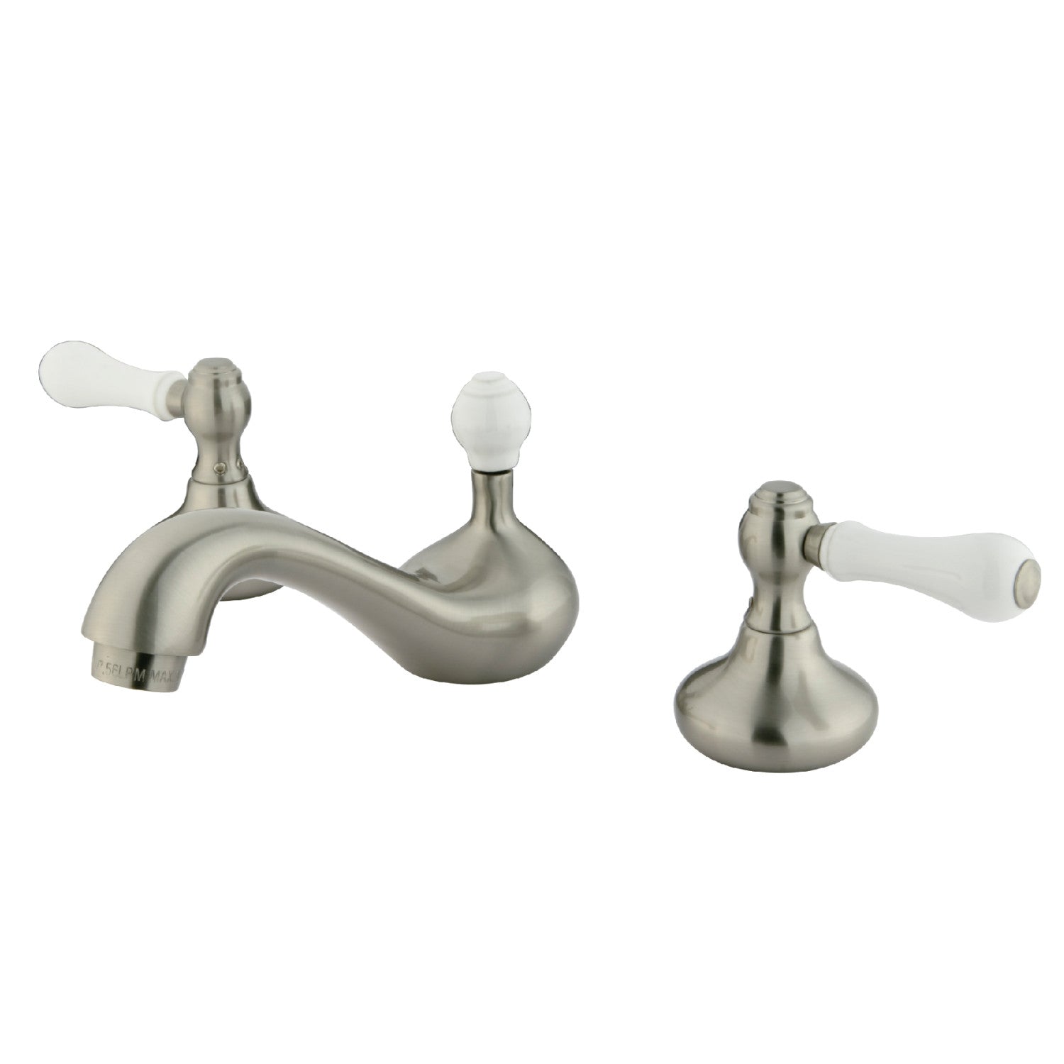 Kingston Heirloom KS948PL Robinet de salle de bain à deux poignées 3 trous Widespread Mount avec drain à tirette ABS, Nickel brossé