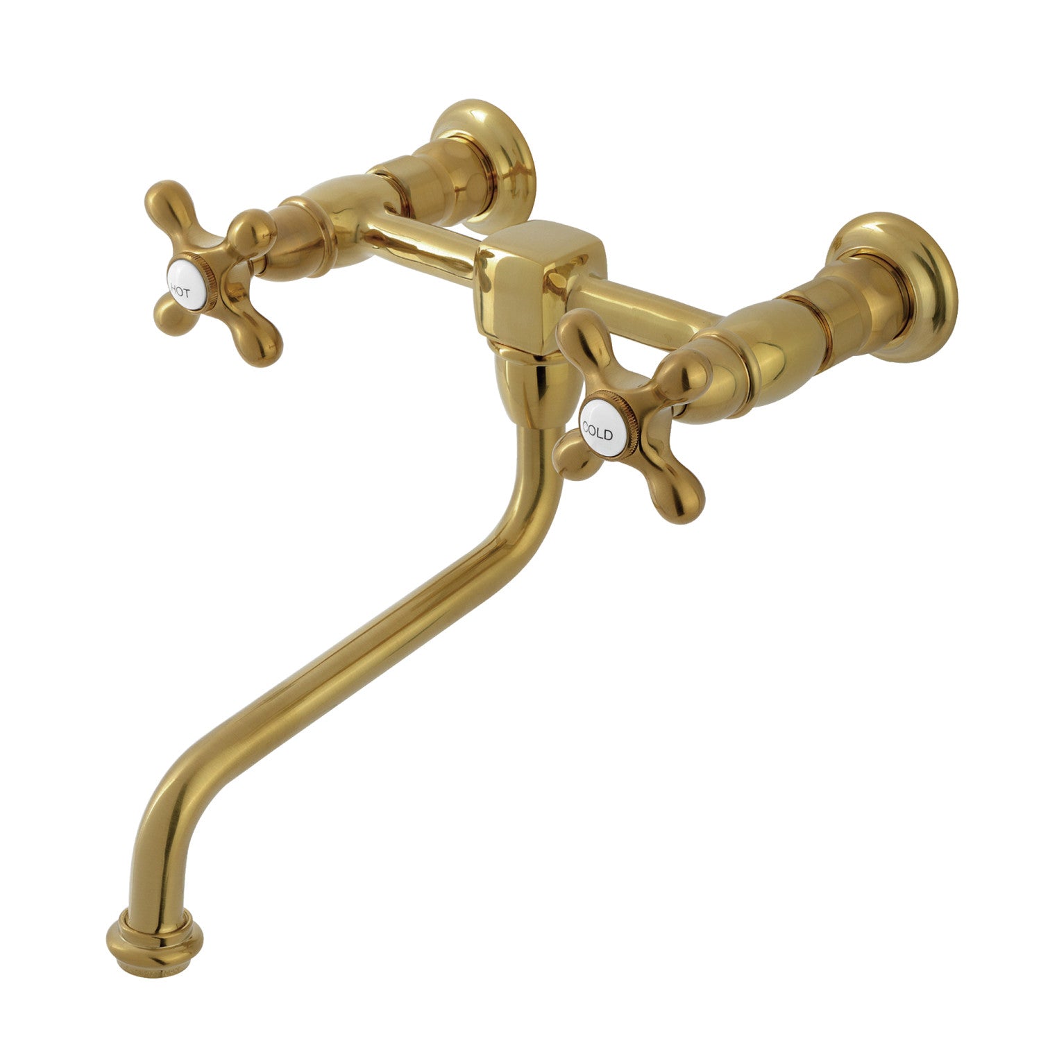 Kingston Heirloom KS1217AX - Robinet de salle de bains à double poignée Heritage 2 trous, laiton brossé