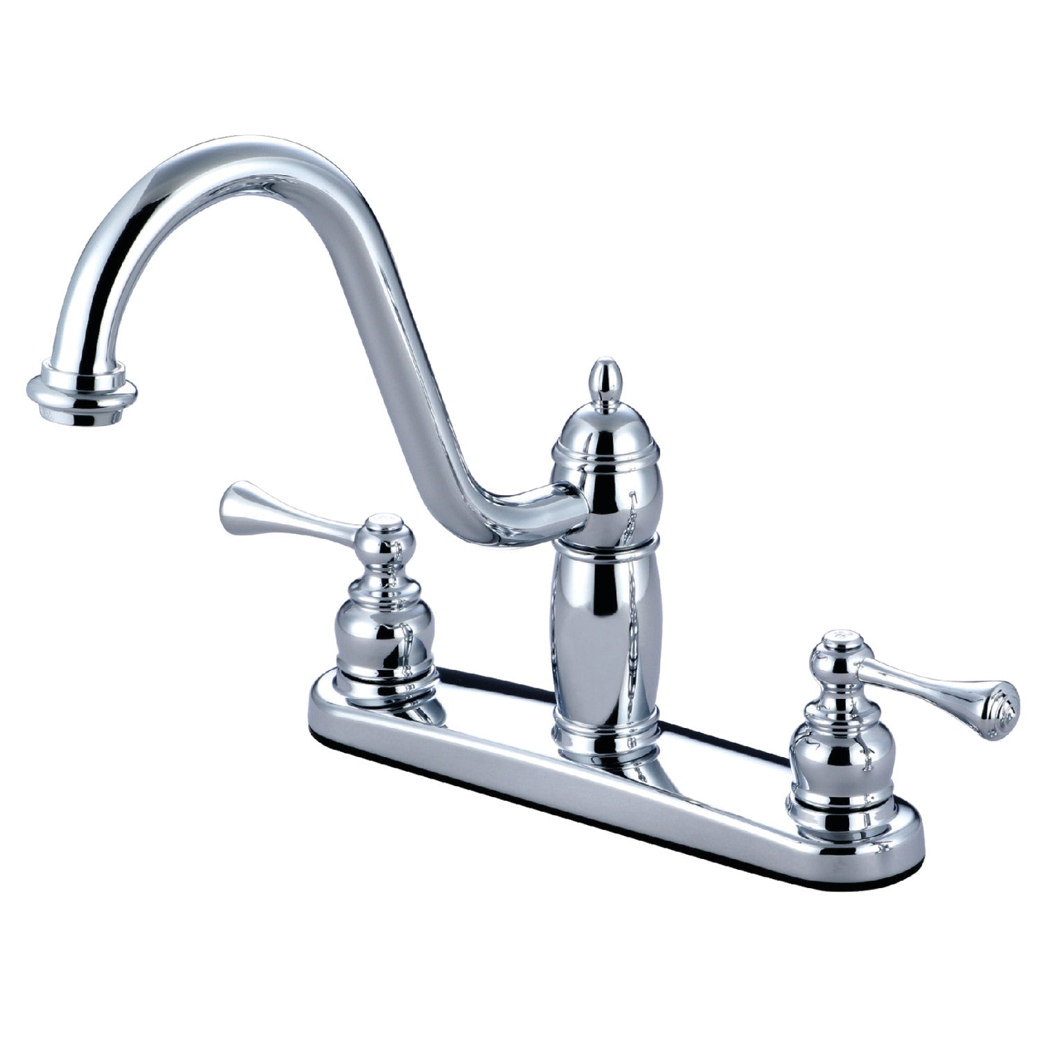 Kingston Heirloom KB1111BLLS - Robinet de cuisine à deux poignées Heritage 3 trous 8", chrome poli