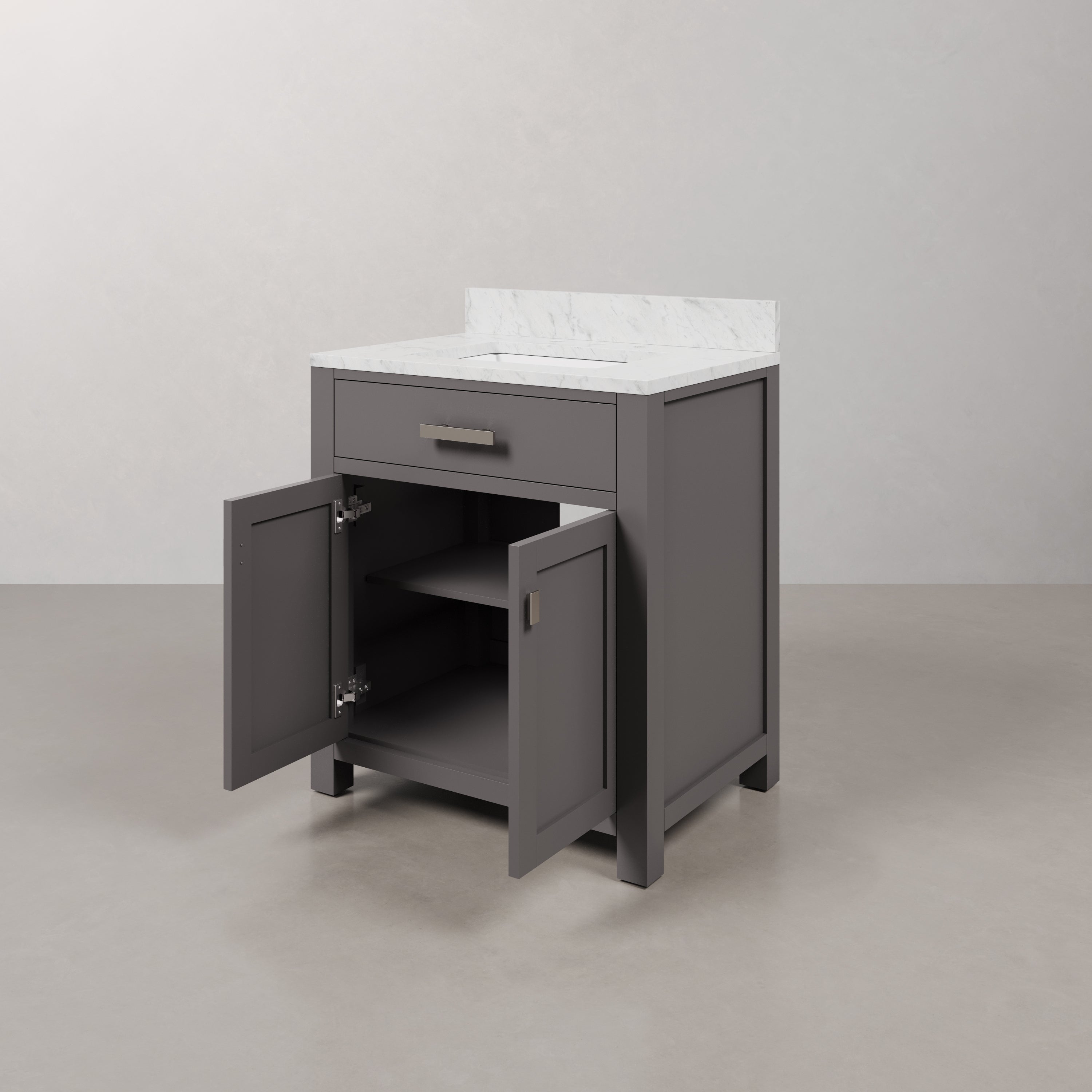 Kingston Luxe MS30CW01CG - 30 in. x 21 in. Bathroom Vanity Marble Top in Carrara White, Cashmere Grey