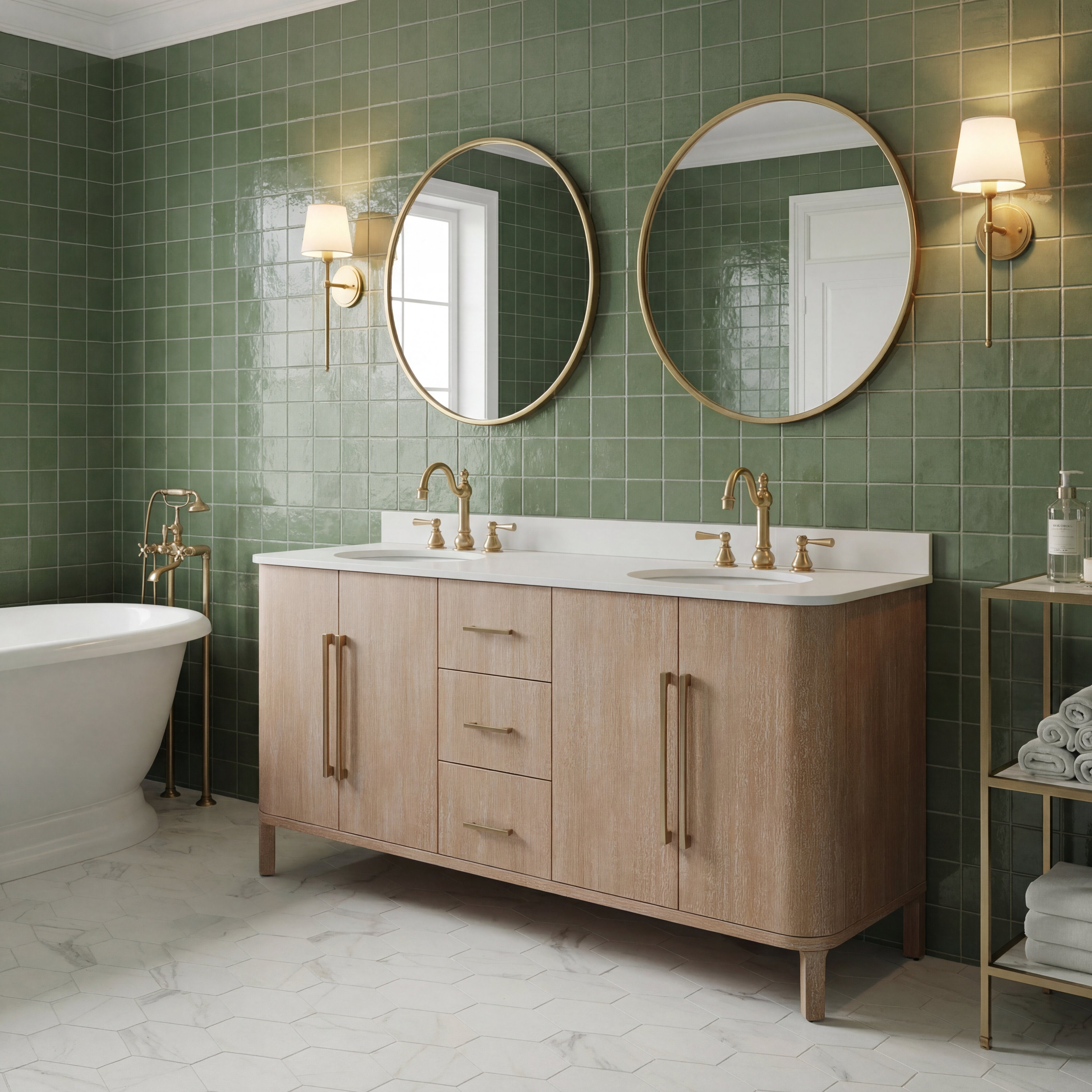 Kingston Luxe CI72EM08TL - 72 in. x 22 in. Bathroom Vanity Double Sink Freestanding with Whitebrook Engineered Marble Top, Toffee Latte