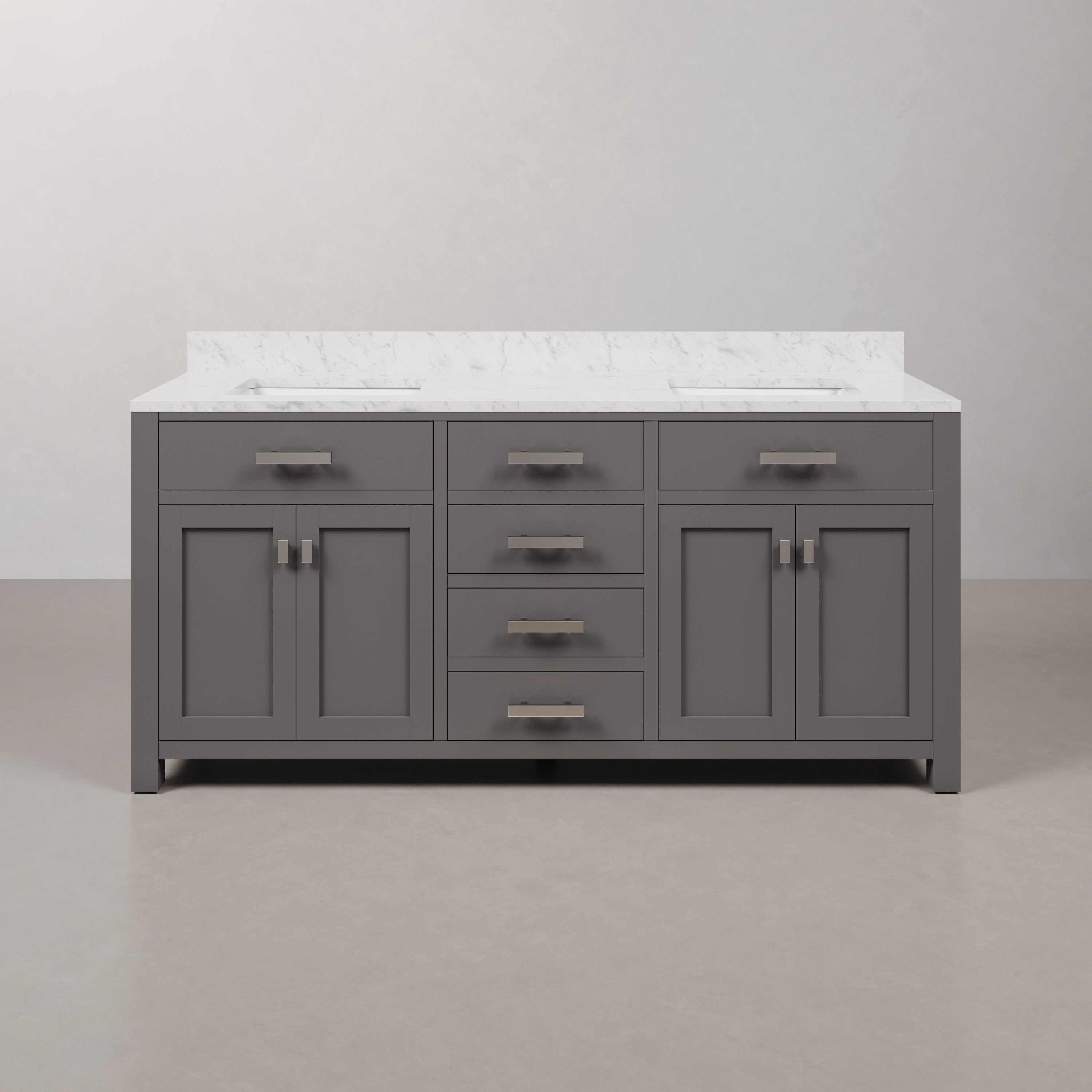 Kingston Luxe MS72CW01CG - 72 in. x 21 in. Bathroom Vanity Marble Top in Carrara White, Cashmere Grey