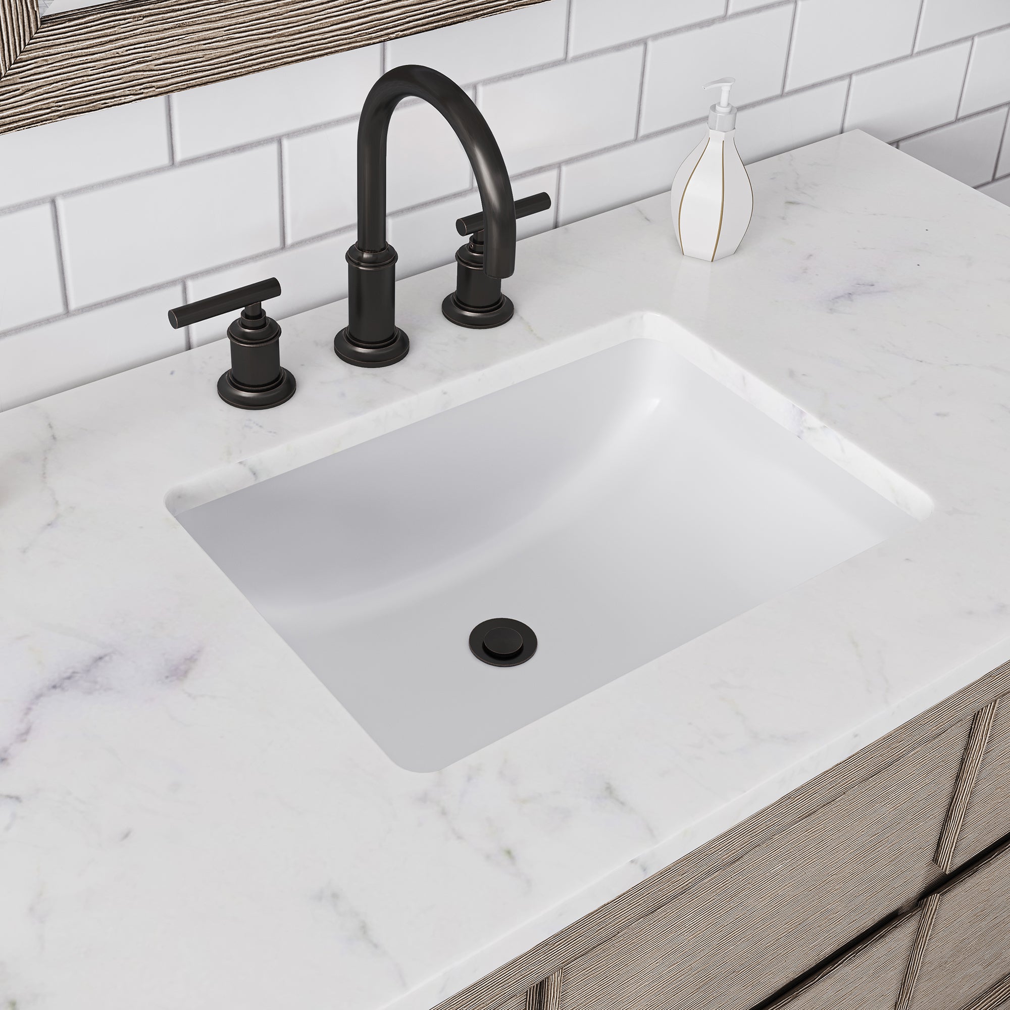 Kingston Luxe OA30CW00GK - 30 in. x 22 in. Bathroom Vanity Marble Top and White Basin, Grey Oak