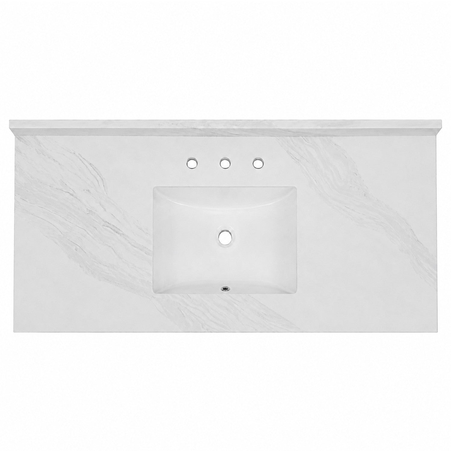 Kingston Mayorca KVPB4922W38CL 49-Inch Quartz Vanity Top (8" Faucet Drillings), Quartz White