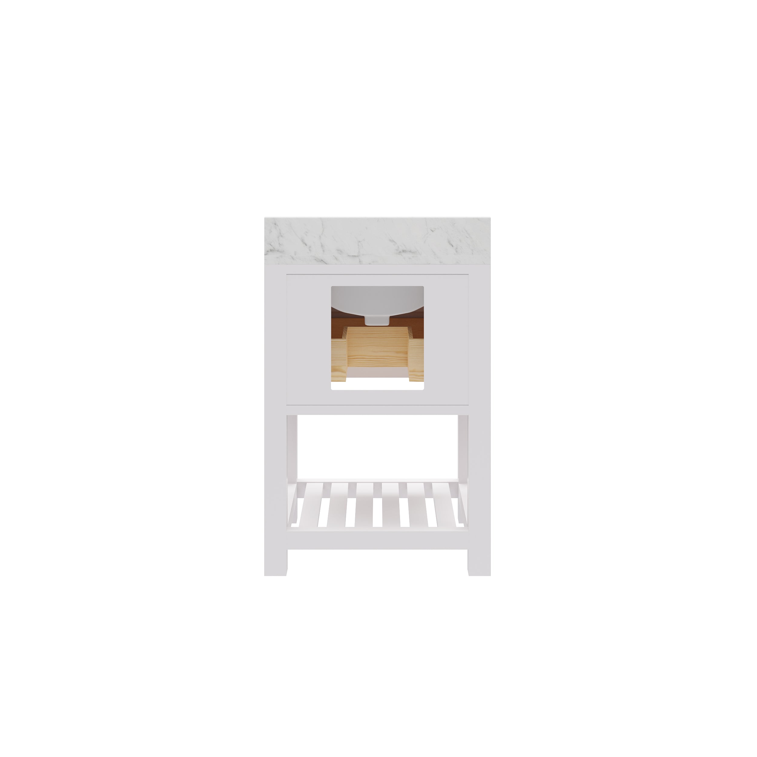 Kingston Luxe MA24CW01PW - 24 in. x 21.5 in. Bathroom Vanity Carrara White Marble Top, Carrara White