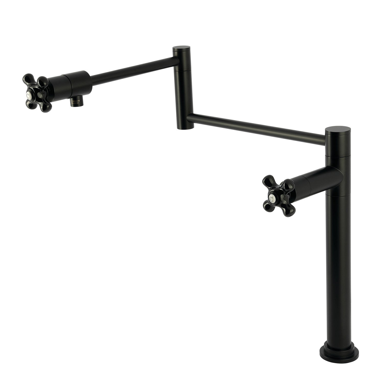 Kingston Tulare KS4700PKX - Robinet de remplissage de pot de plate-forme à deux poignées 1 trou, noir mat