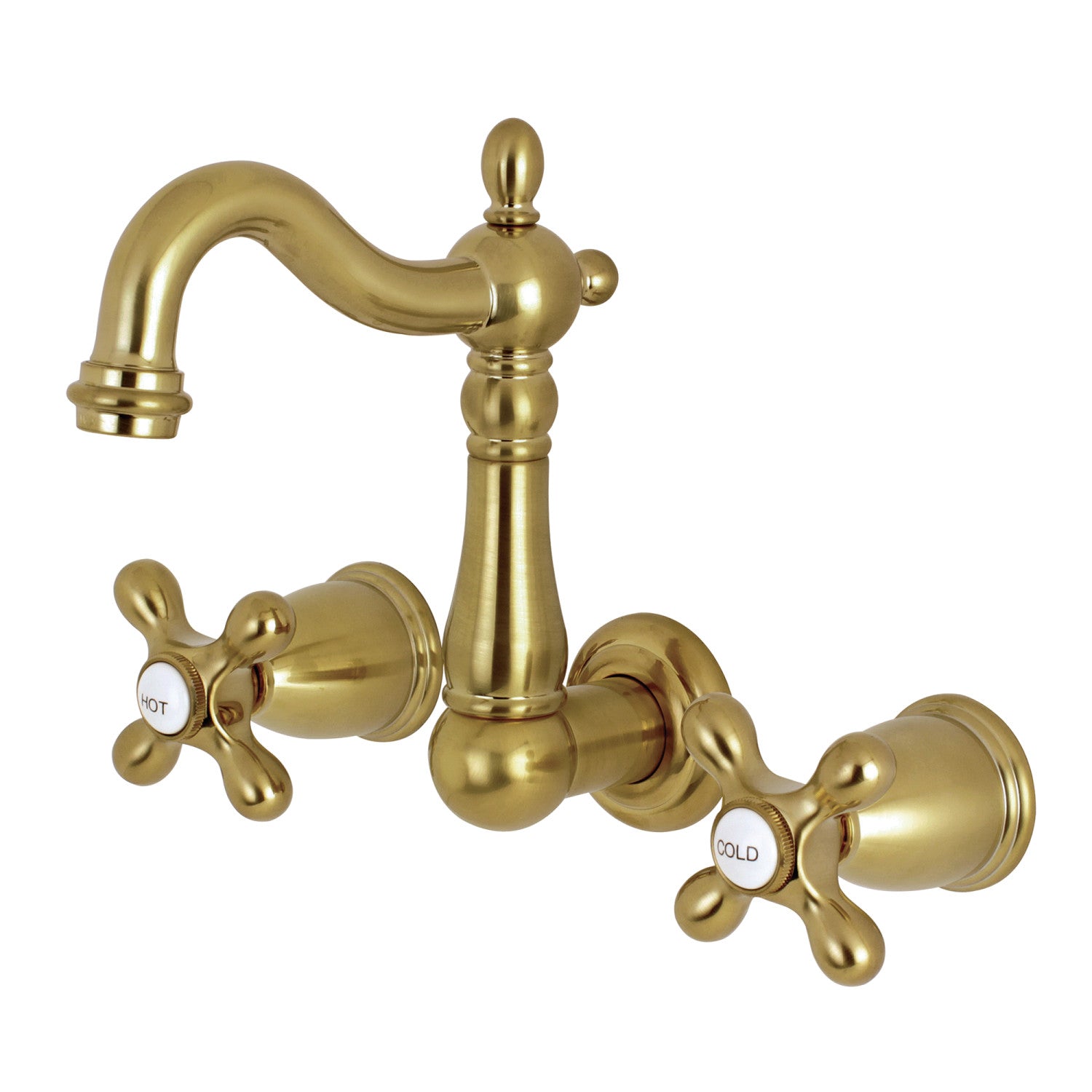 Kingston Heirloom KS1227AX - Robinet de salle de bains à double poignée Heritage 3 trous, laiton brossé