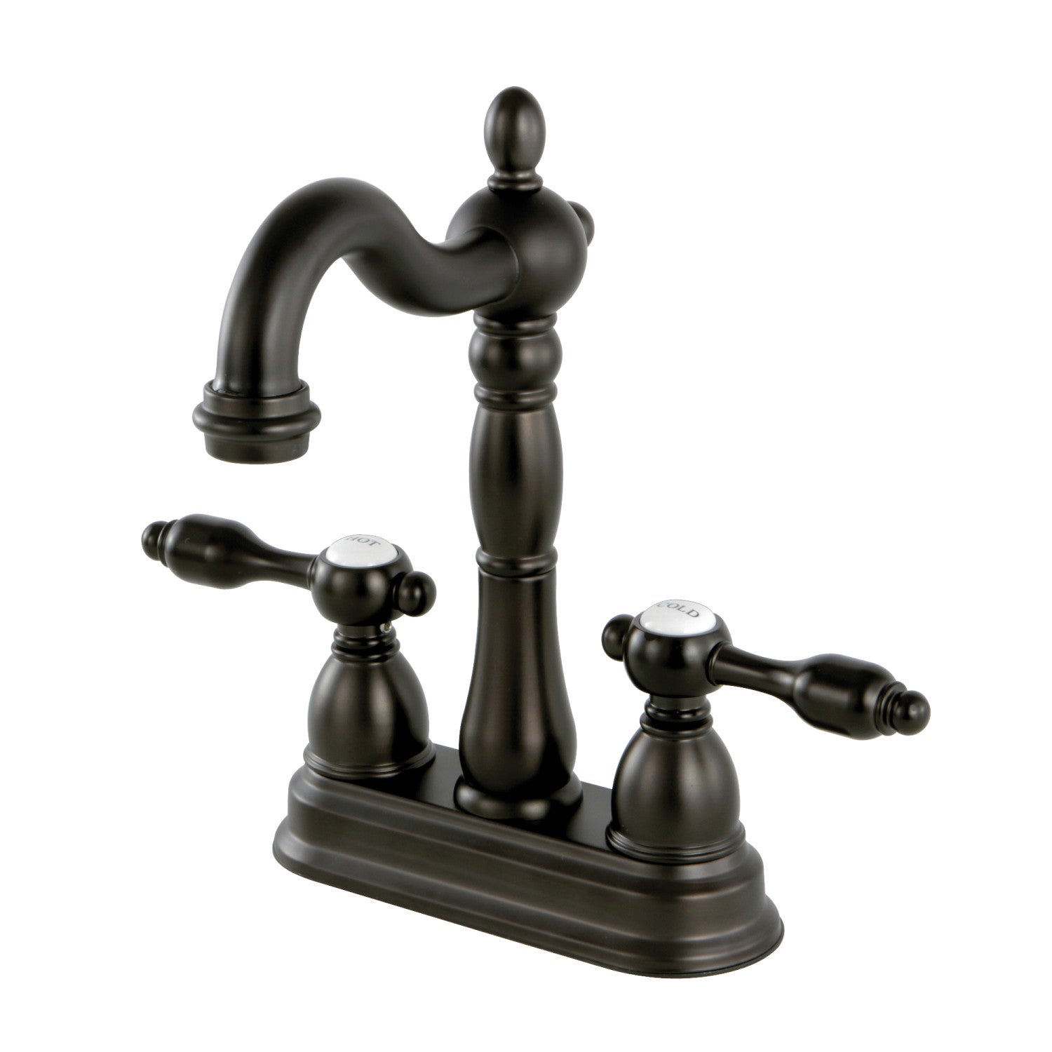 Kingston Heirloom KB1495TAL - Robinet de barre de plate-forme à deux poignées Tudor 2 trous, bronze frotté à l'huile