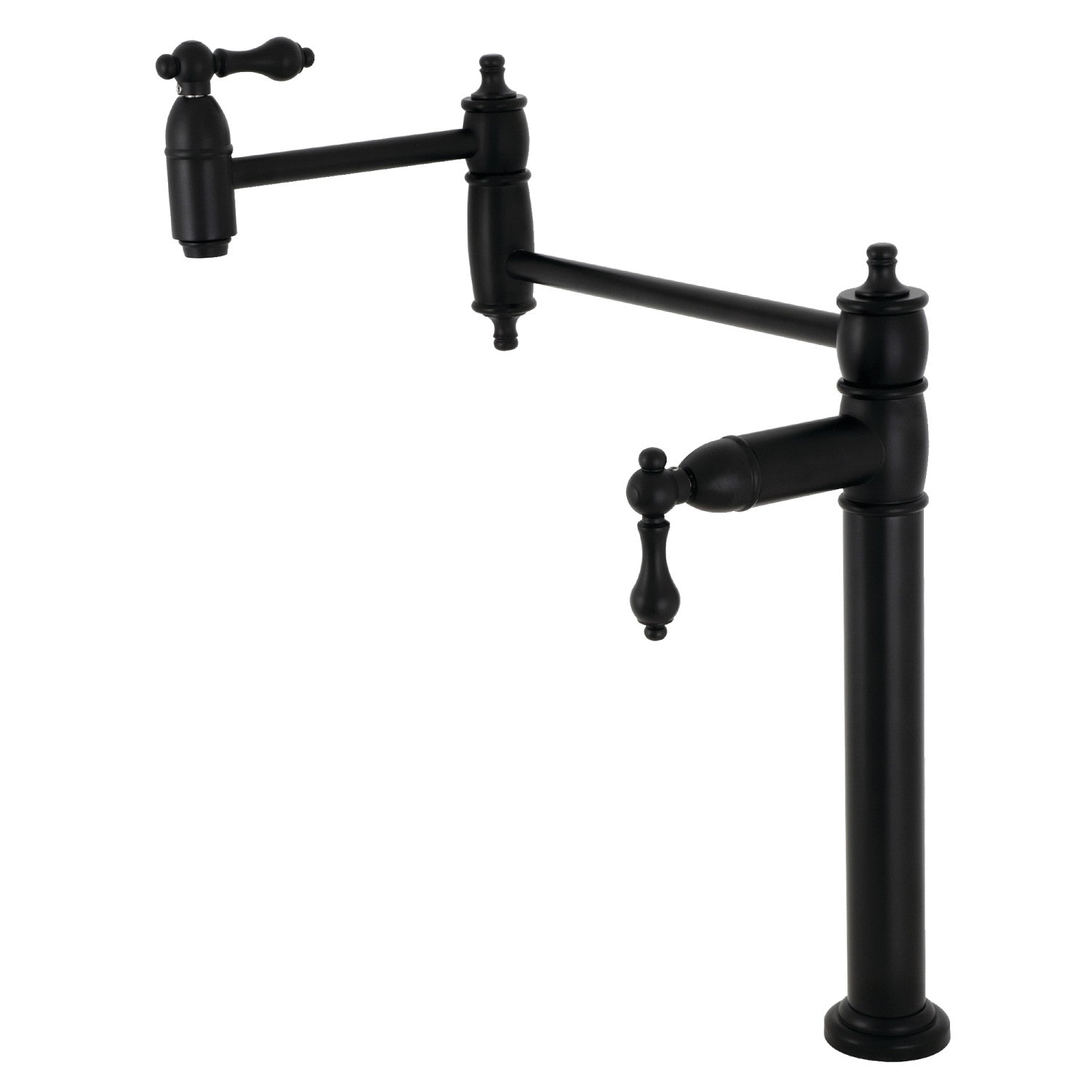 Kingston Heirloom KS3700AL - Robinet de remplissage de pot de plate-forme à deux poignées 1 trou, noir mat