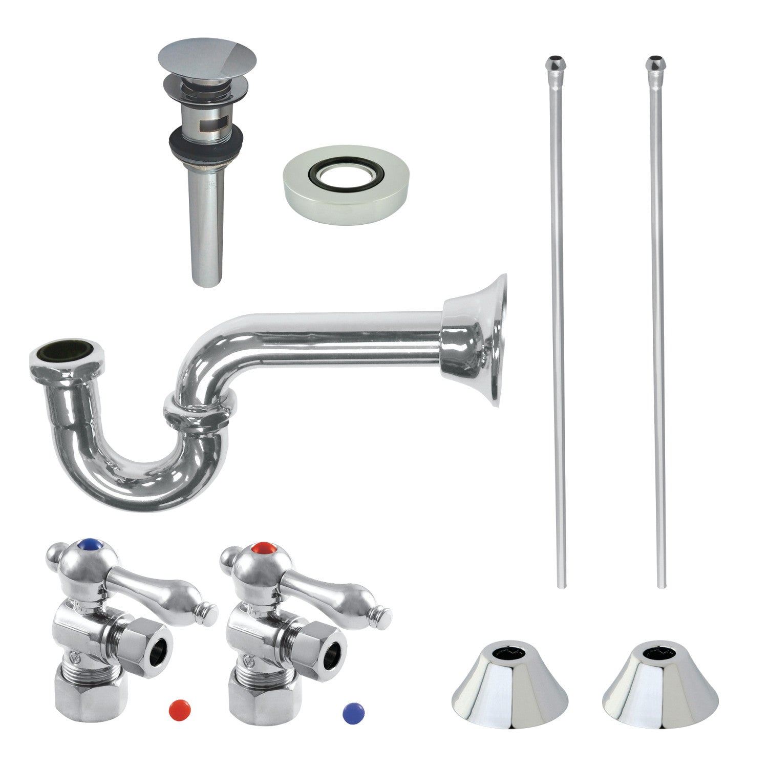 Kingston Heirloom CC53301VOKB30 - Trimscape Traditional Plumbing Sink Trim Kit with P-Trap and Overflow Drain, Polished Chrome
