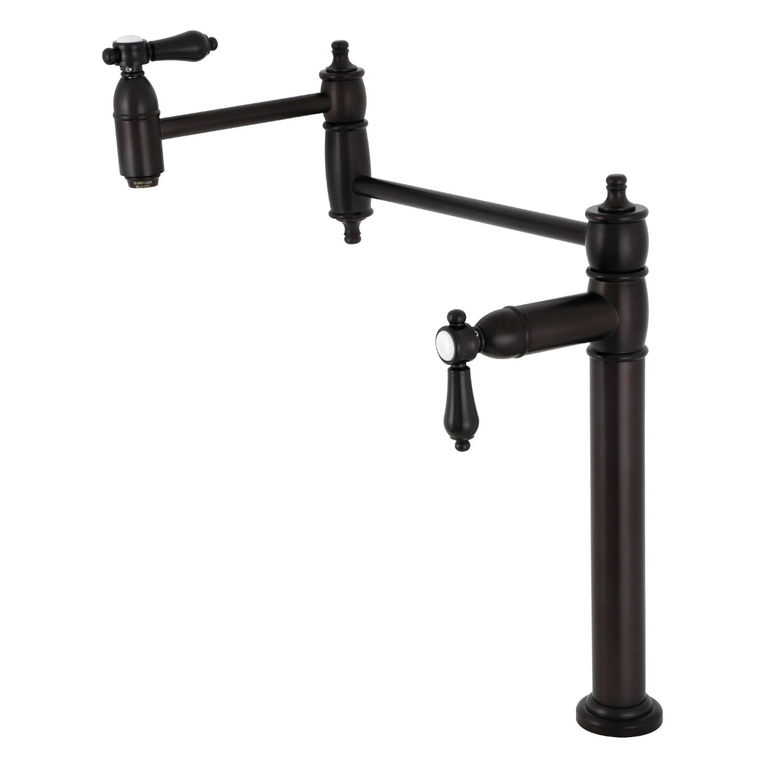 Kingston Heirloom KS3705BAL - Robinet de remplissage de pot de plate-forme à deux poignées 1 trou, bronze frotté à l'huile
