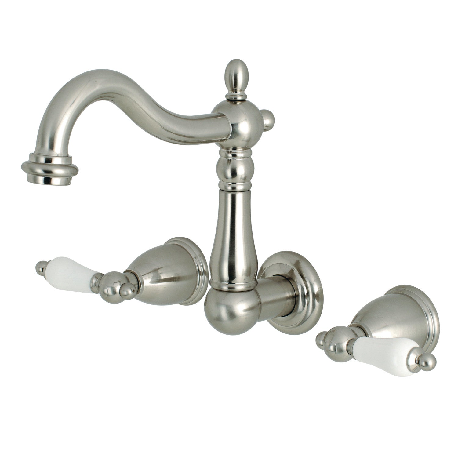 Kingston Heirloom KS1258PL - Robinet de salle de bains à double poignée Heritage 3 trous, Nickel brossé