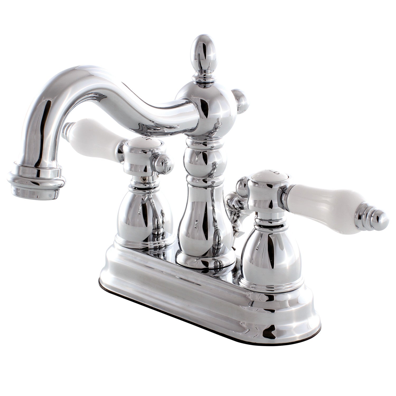 Kingston Heirloom KB1601BPL - Bel-Air Double-Handle 3 trous montage sur plage 4-Inch Centerset Robinet de salle de bain avec drain à tirette, chrome poli