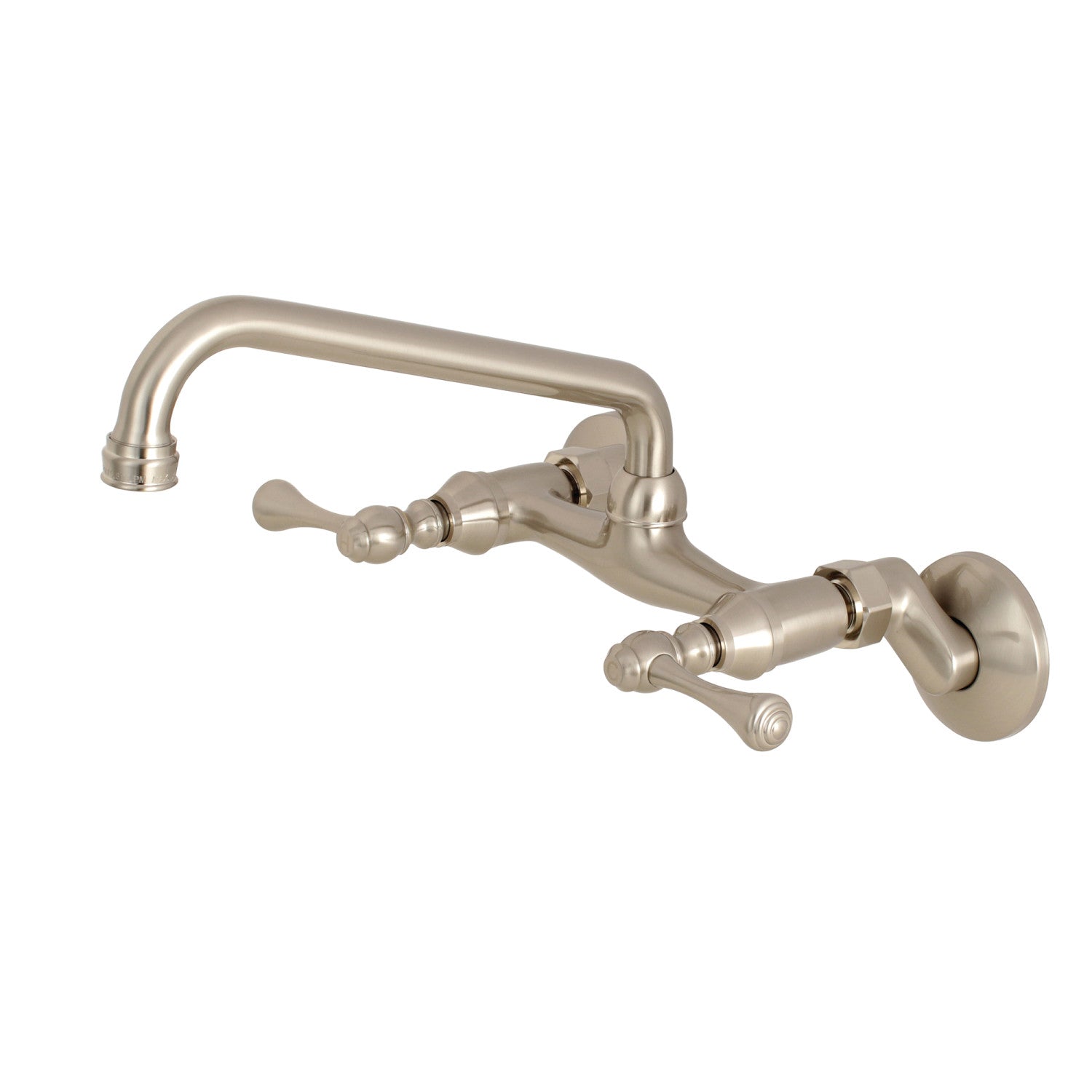 Kingston Tulare KS300SN - Robinet de cuisine à deux poignées 2 trous Wall Mount Bridge, nickel brossé