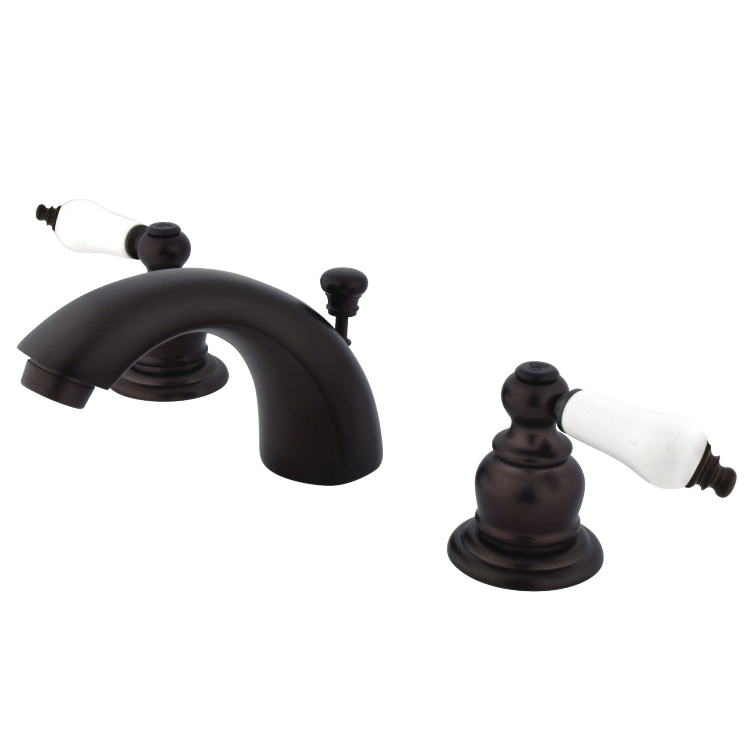 Kingston Heirloom KB945B - Victorian à deux poignées 3 trous montage sur plage Mini-Widespread Robinet de salle de bain avec drain à tirette, bronze frotté à l'huile