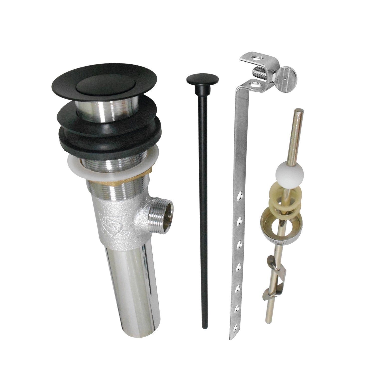Kingston Trimscape KB1000MB Brass Pop-Up Bathroom Sink Drain with Overflow, 22 Gauge, Matte Black
