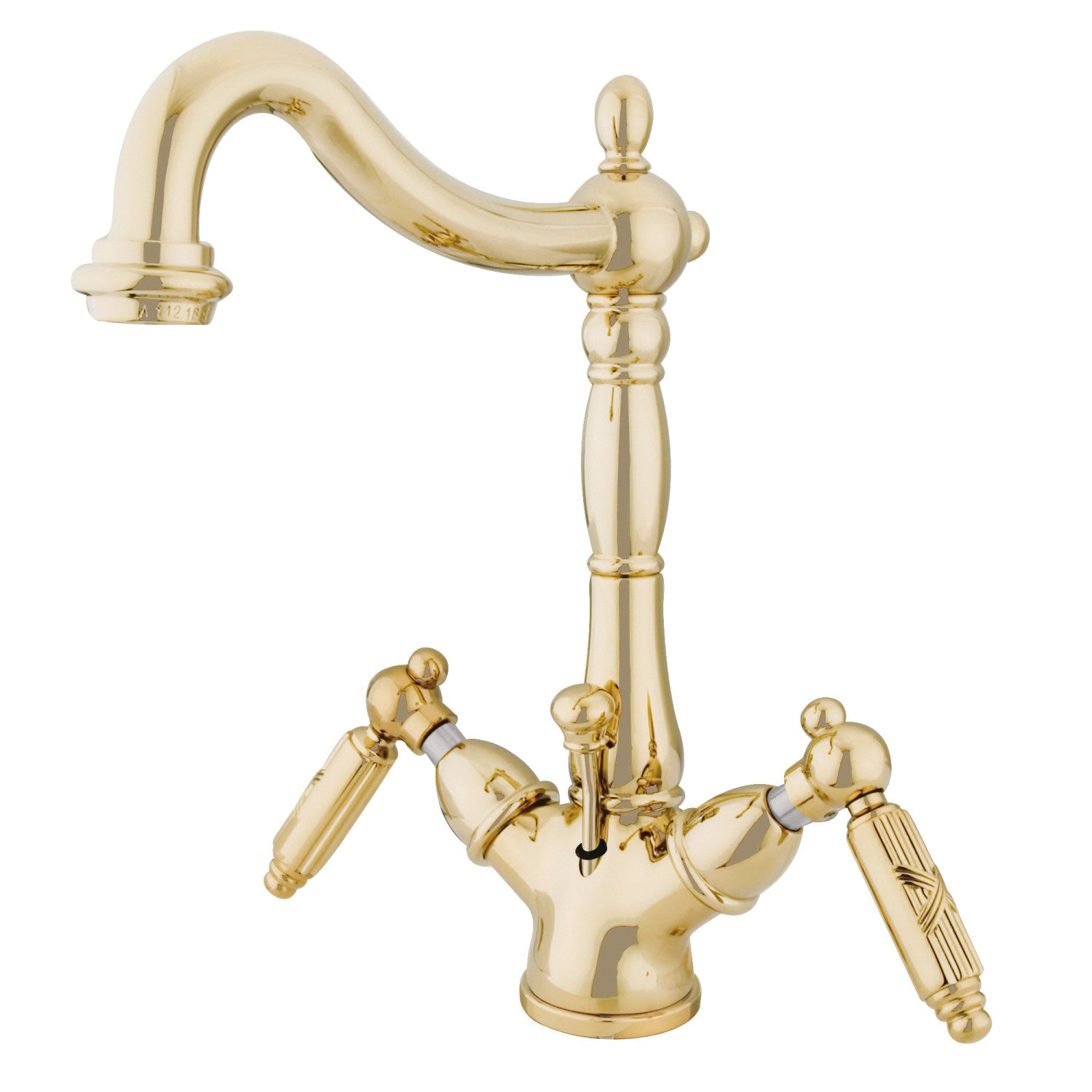 Kingston Heirloom KS1432GL - Victorian Double-Handle 1-or-3 Trou montage sur plage 4-Inch Centerset Robinet de salle de bains avec laiton à tirette, laiton poli