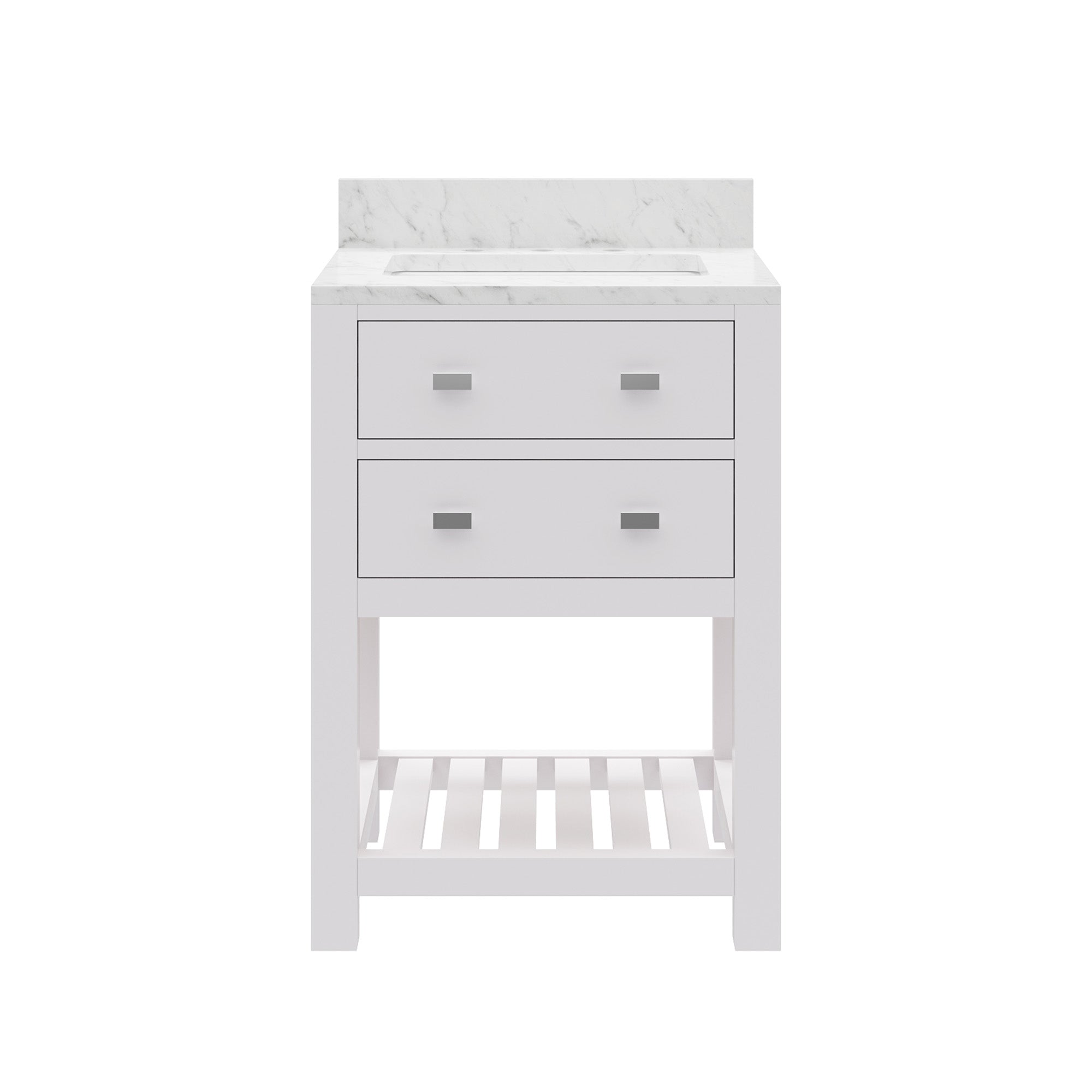 Kingston Luxe MA24CW01PW - 24 in. x 21.5 in. Bathroom Vanity Carrara White Marble Top, Carrara White