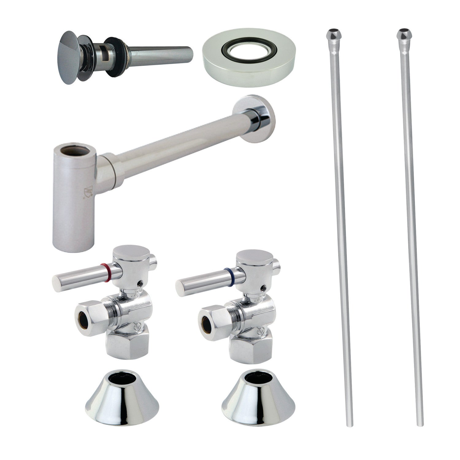 Kingston Sona CC43101DLVOKB30 - Trimscape Modern Plumbing Sink Trim Kit with Bottle Trap and Overflow Drain, Polished Chrome