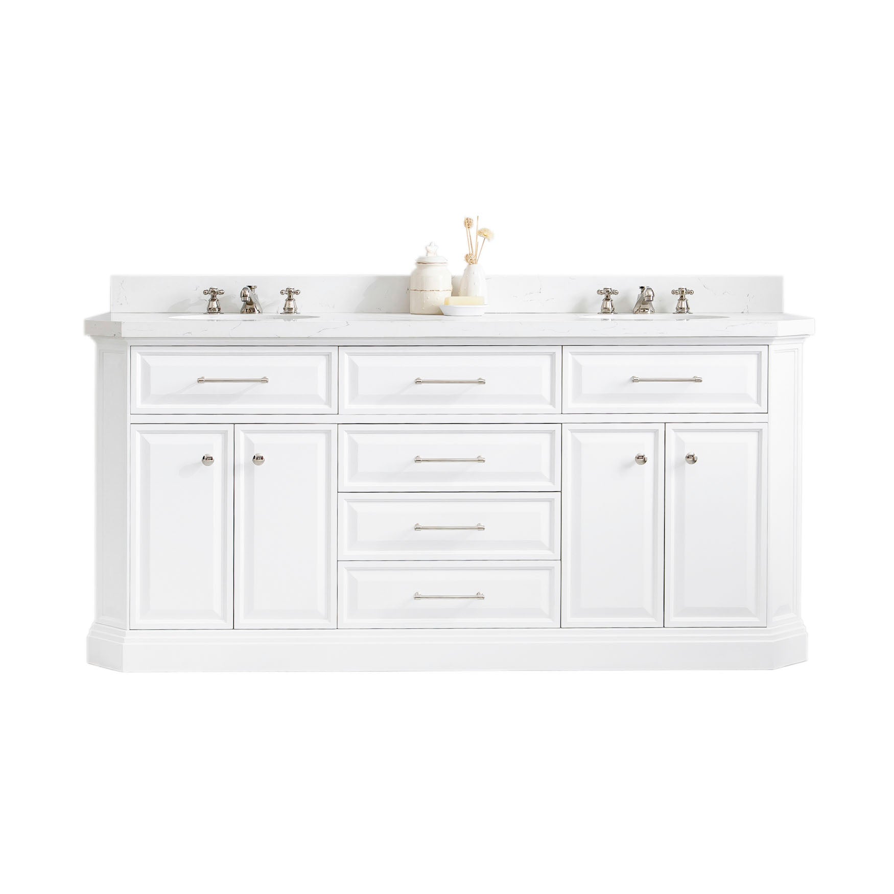 Kingston Luxe PA72QZ05PW - 72 in. x 22 in. Bathroom Vanity Quartz Top and White Basin, Pure White