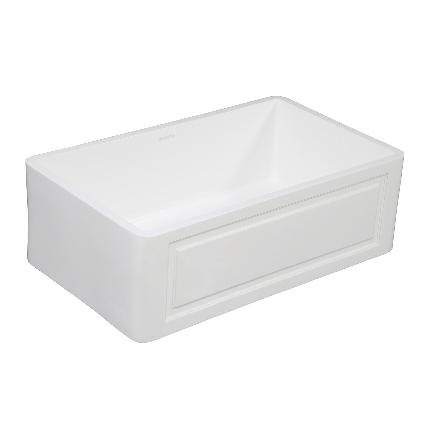 Kingston Arcticstone GKFA331810LD 33-Inch Solid Surface White Stone Apron-Front Single Bowl Farmhouse Kitchen Sink with Strainer, Matte White