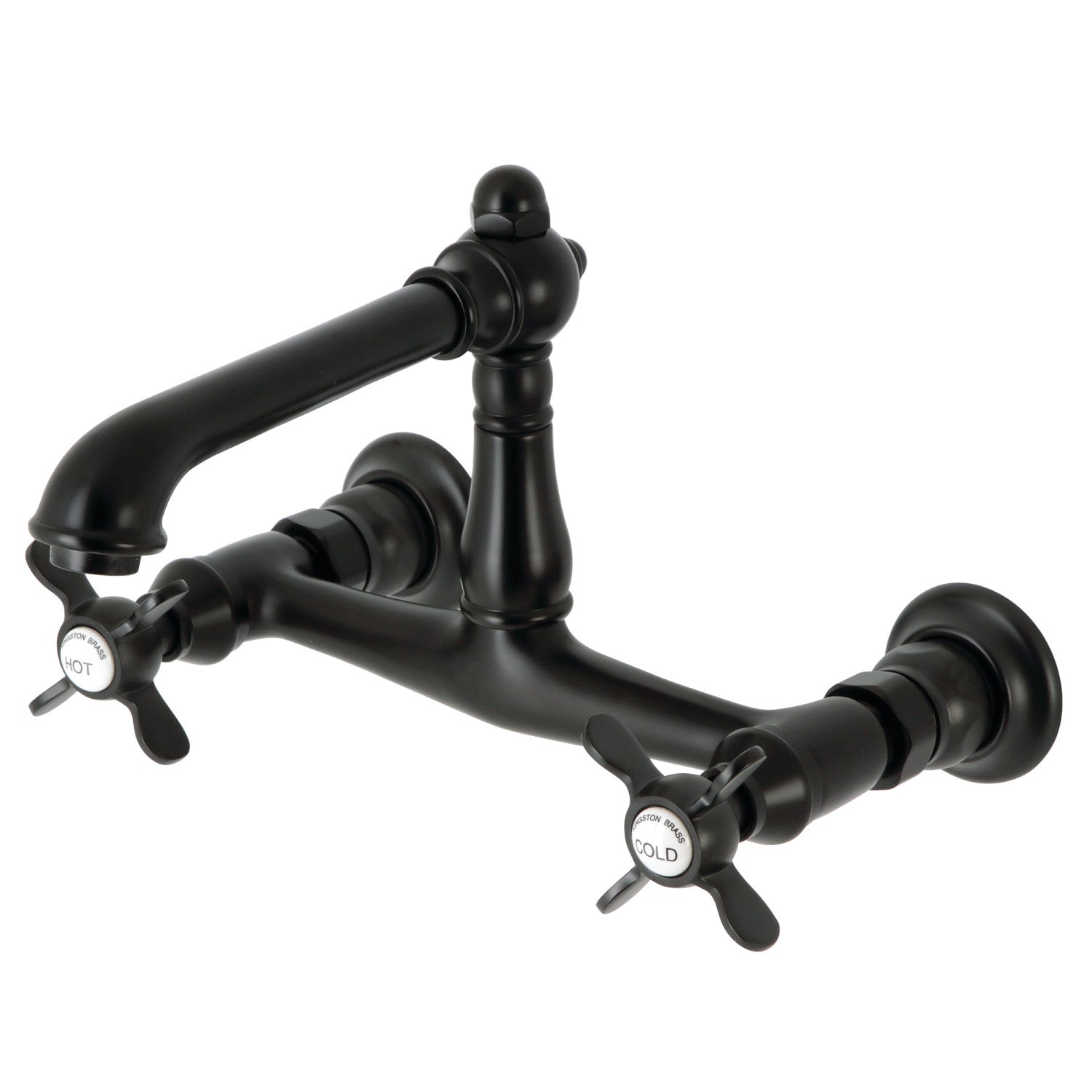 Kingston Heirloom KS7240BEX - Robinet de salle de bains à double poignée Essex 2 trous, noir mat