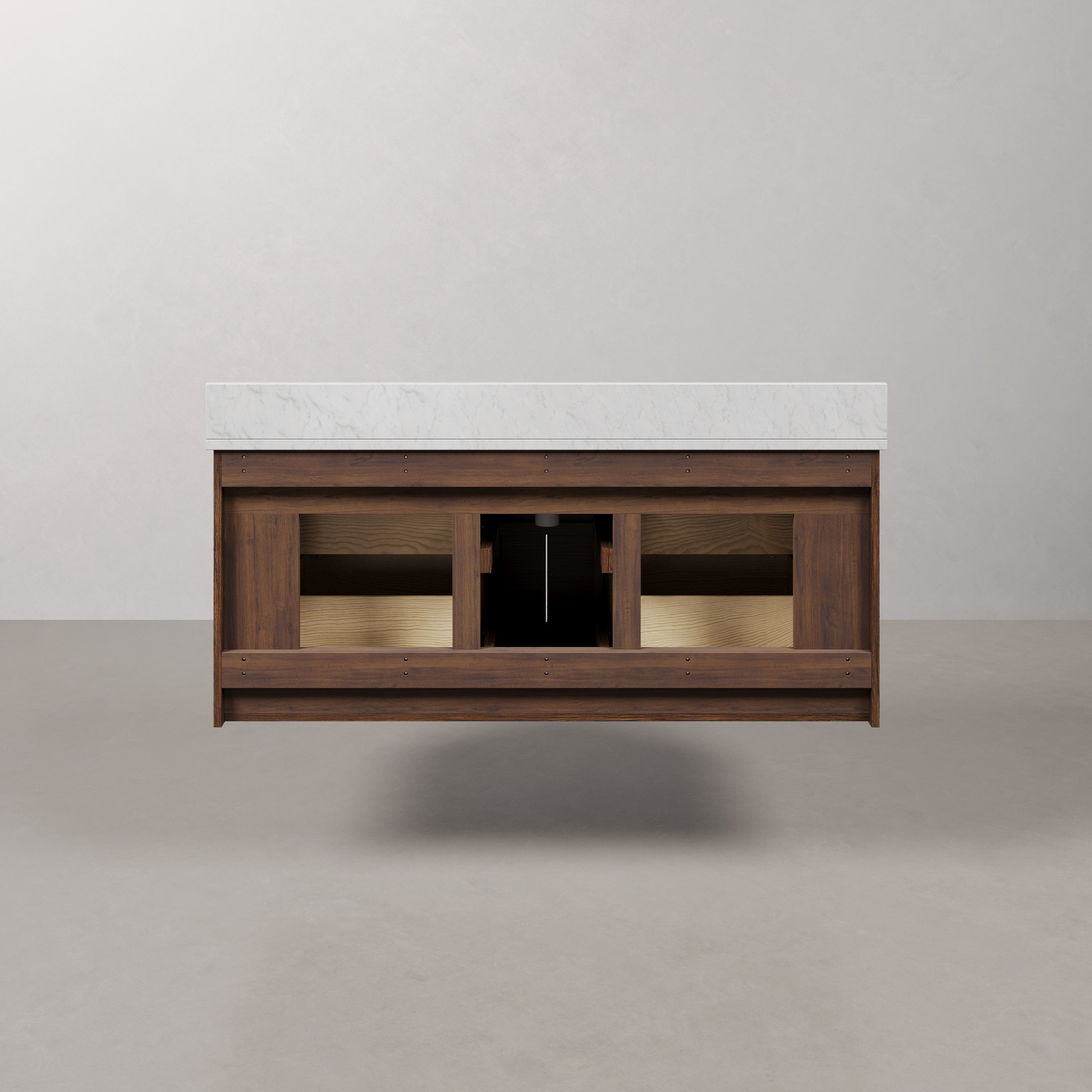 Kingston Luxe EU48EM00TO - 48 in. x 22 in. Bathroom Vanity Single Sink Freestanding with Carrara White Engineered Stone Top, Truffle Oak