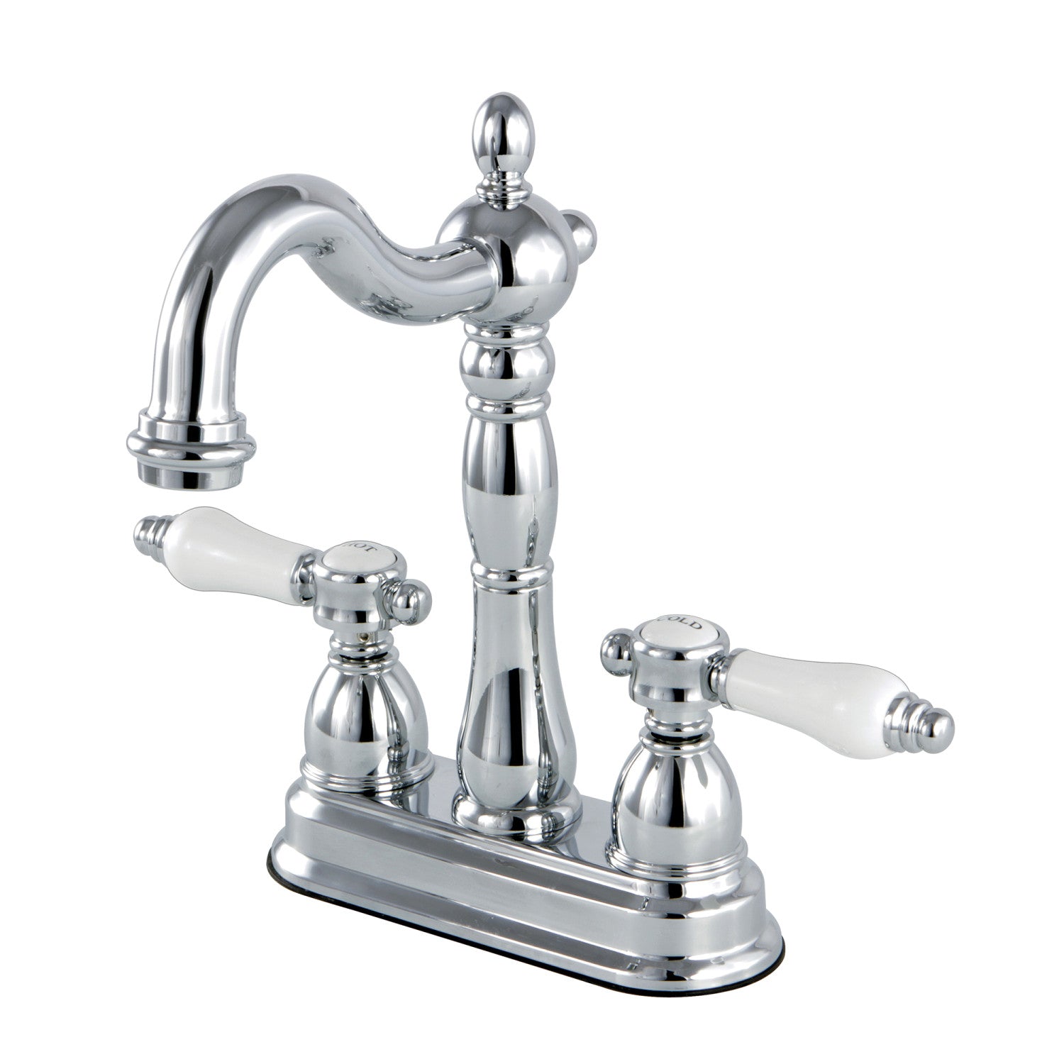 Kingston Heirloom KB1491BPL - Robinet de barre de plate-forme à deux poignées Bel-Air 2 trous, chrome poli