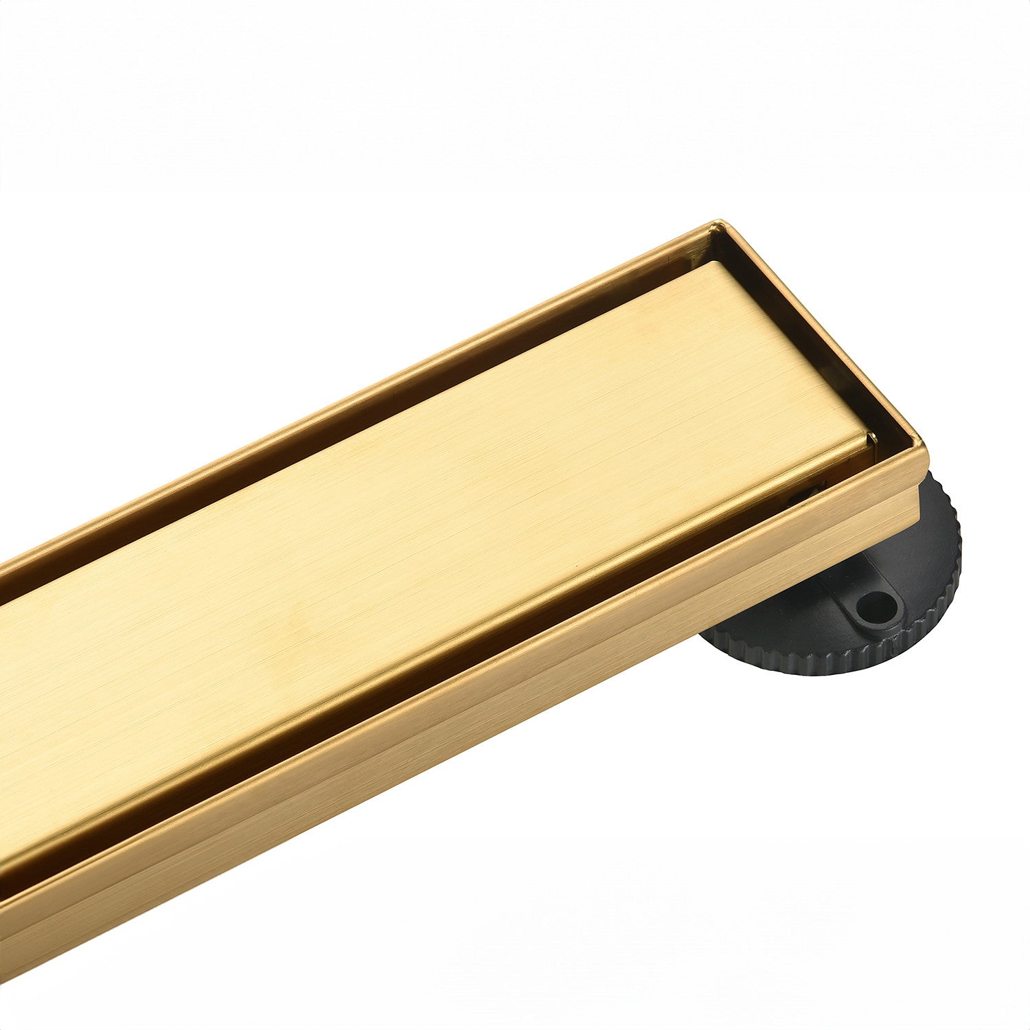 Kingston Watercourse BSF3227 32-Inch Stainless Steel Linear Shower Drain with Reversible Tile Insert and Flat Grate, Brushed Brass