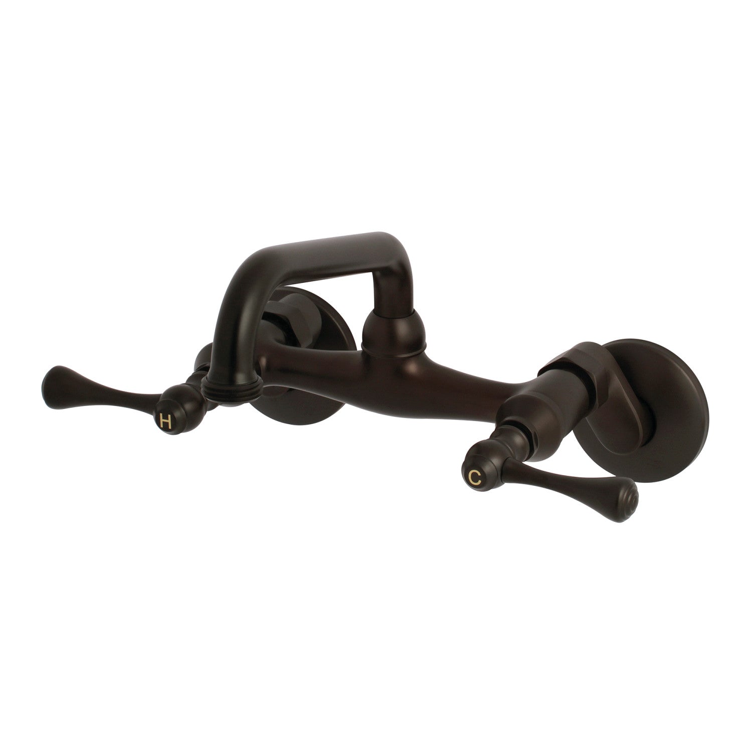 Kingston Heirloom KS373ORB - Robinet de blanchisserie à double poignée 2 trous pour montage mural, bronze huilé