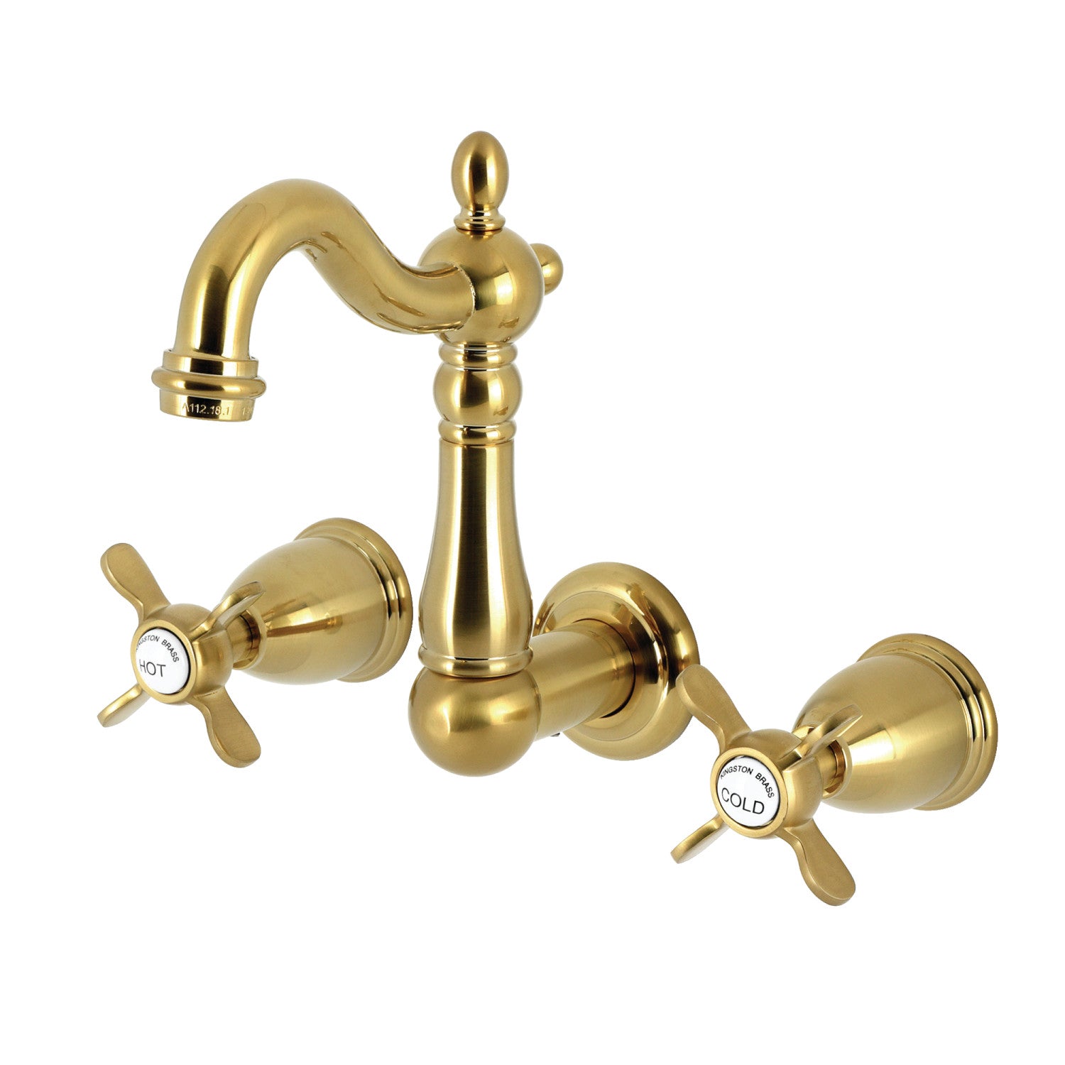 Kingston Heirloom KS1227BEX - Essex Double-Handle 3 trous Robinet de salle de bains mural, laiton brossé