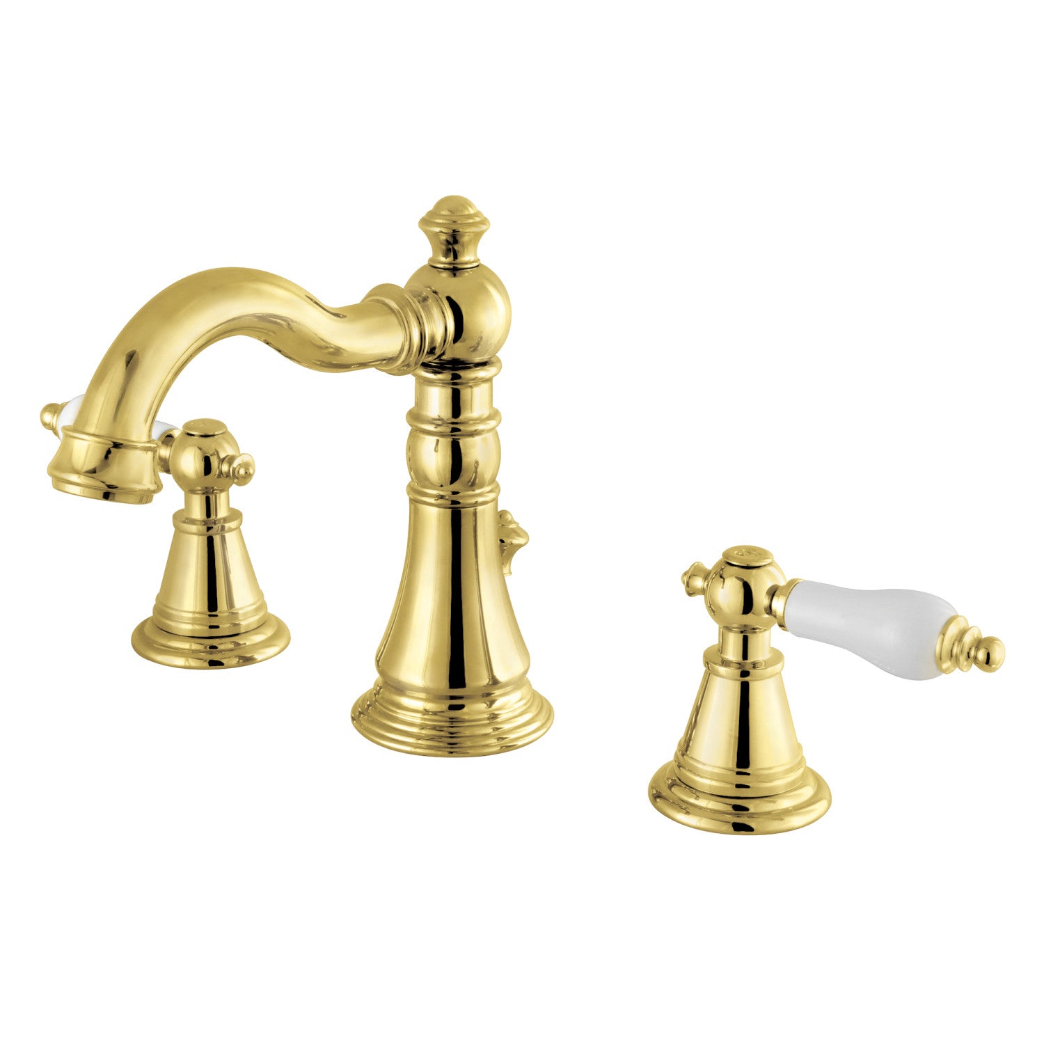 Kingston Heirloom FSC1972PL - Robinet de salle de bains à grande échelle à deux poignées classique anglais 3 trous Mount avec drain à tirette, laiton poli