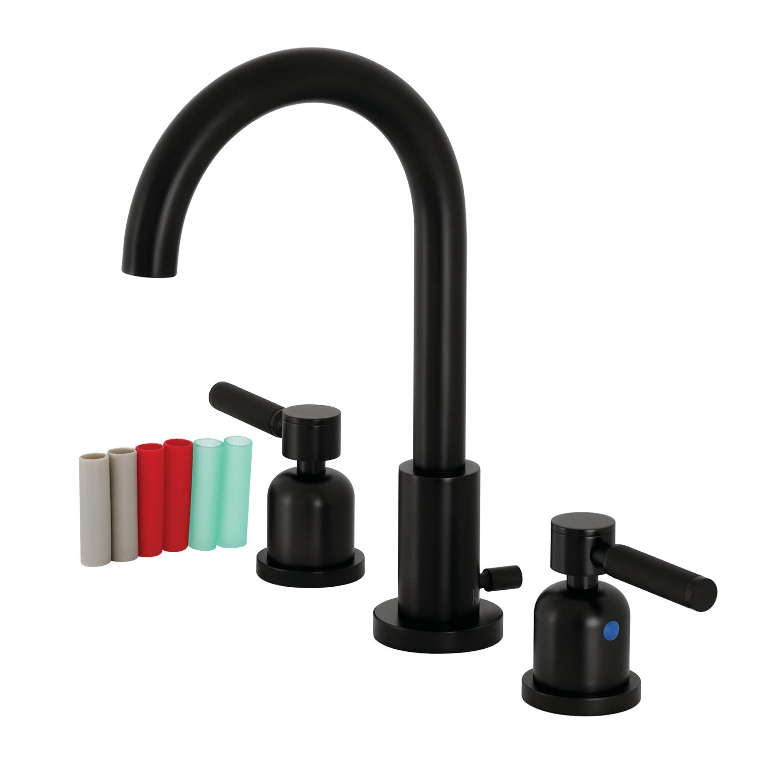 Kingston Sona FSC8920DKL - Kaiser Two-Handle 3-Hole Deck Mount Widespread Bathroom Faucet with Brass Pop-Up, Matte Black