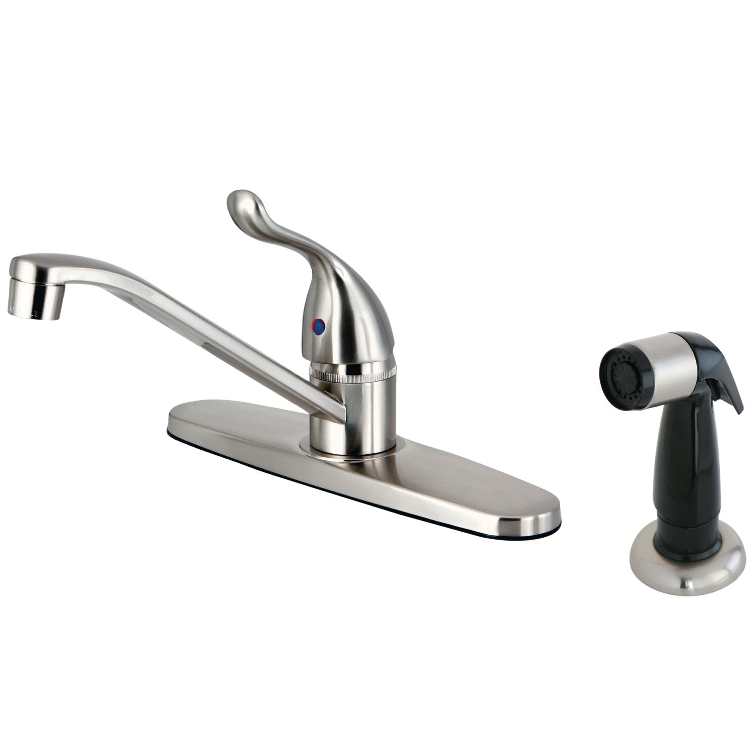 Kingston Tulare FB5578YL - Robinet de cuisine central Yosemite à une poignée 4 trous 8" avec pulvérisateur latéral, nickel brossé