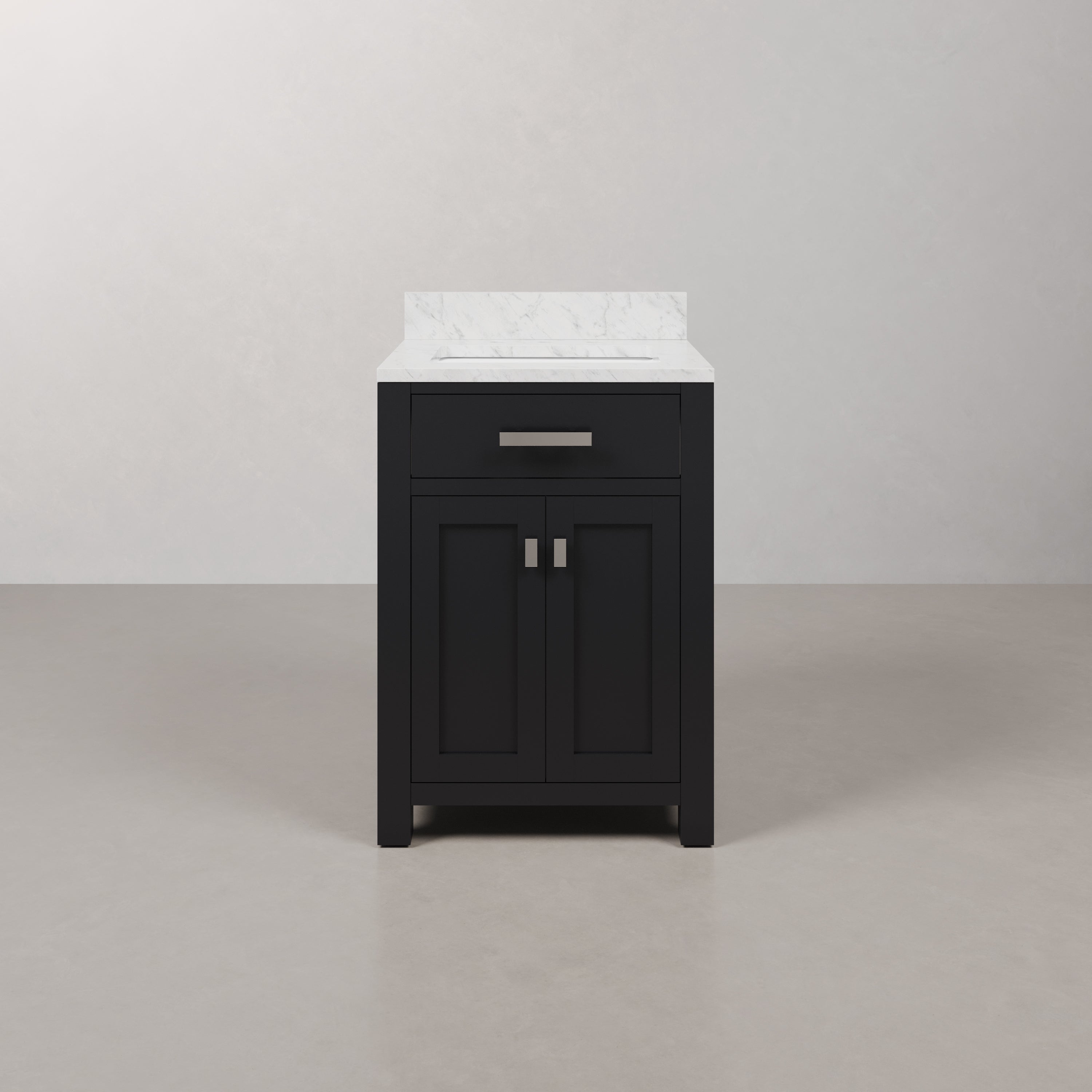 Kingston Luxe MS24CW01ES - 24 in. x 21.5 in. Bathroom Vanity Single Sink with Carrara White Marble Top, Espresso