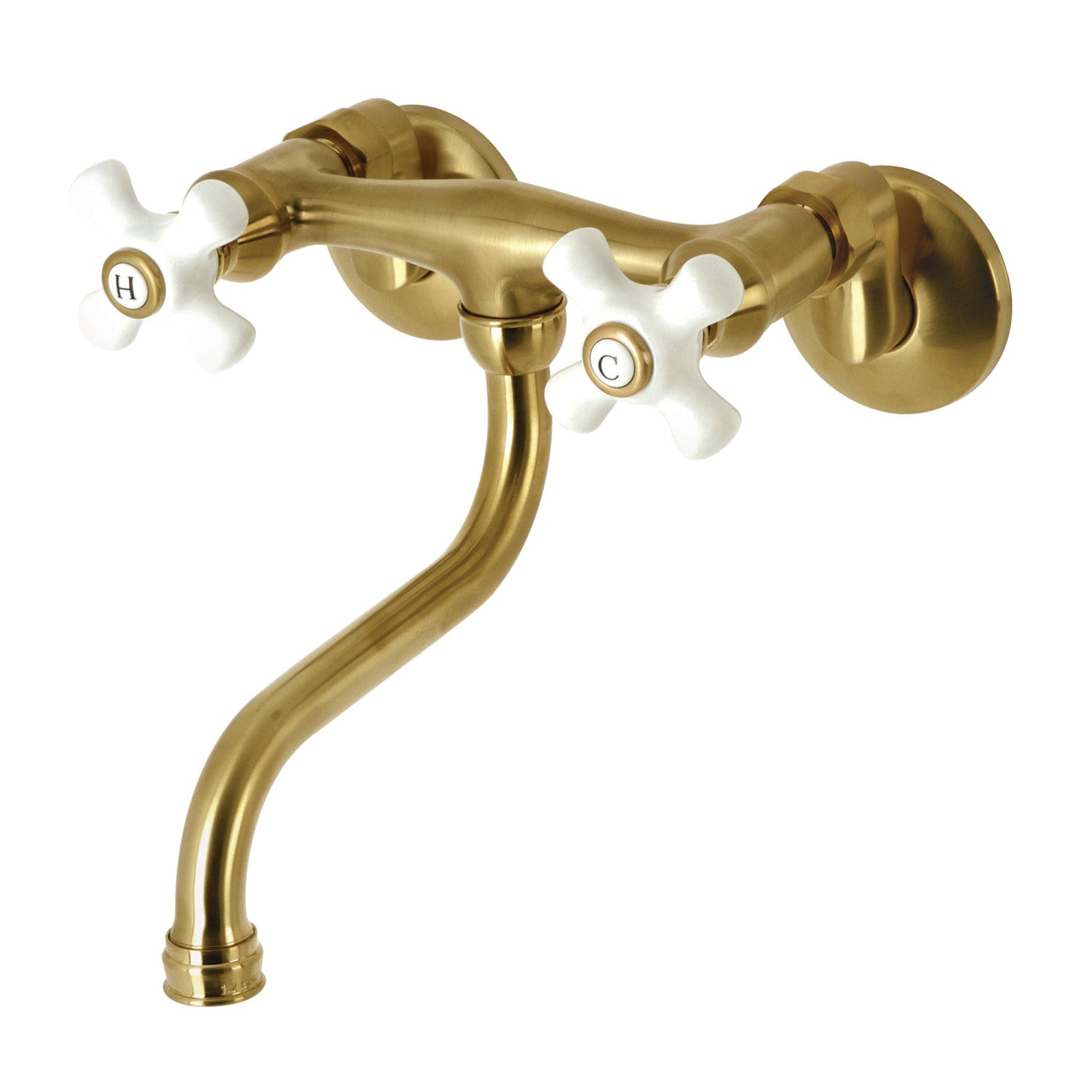 Kingston Heirloom KS616SB - Kingston Double-Handle 2 trous Robinet de salle de bains mural, laiton brossé