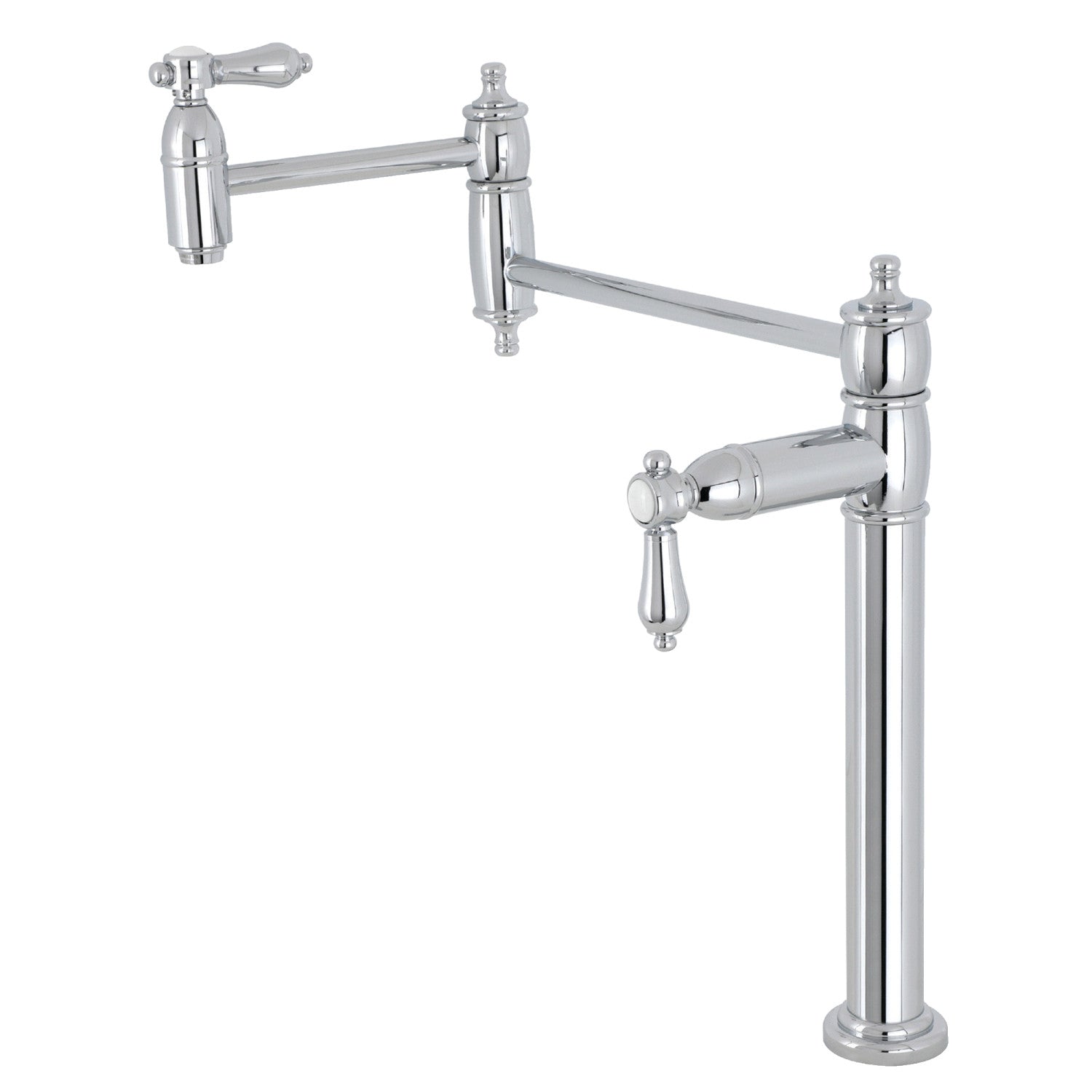 Kingston Heirloom KS3701BAL - Robinet de remplissage de pot de plate-forme à deux poignées 1 trou, chrome poli