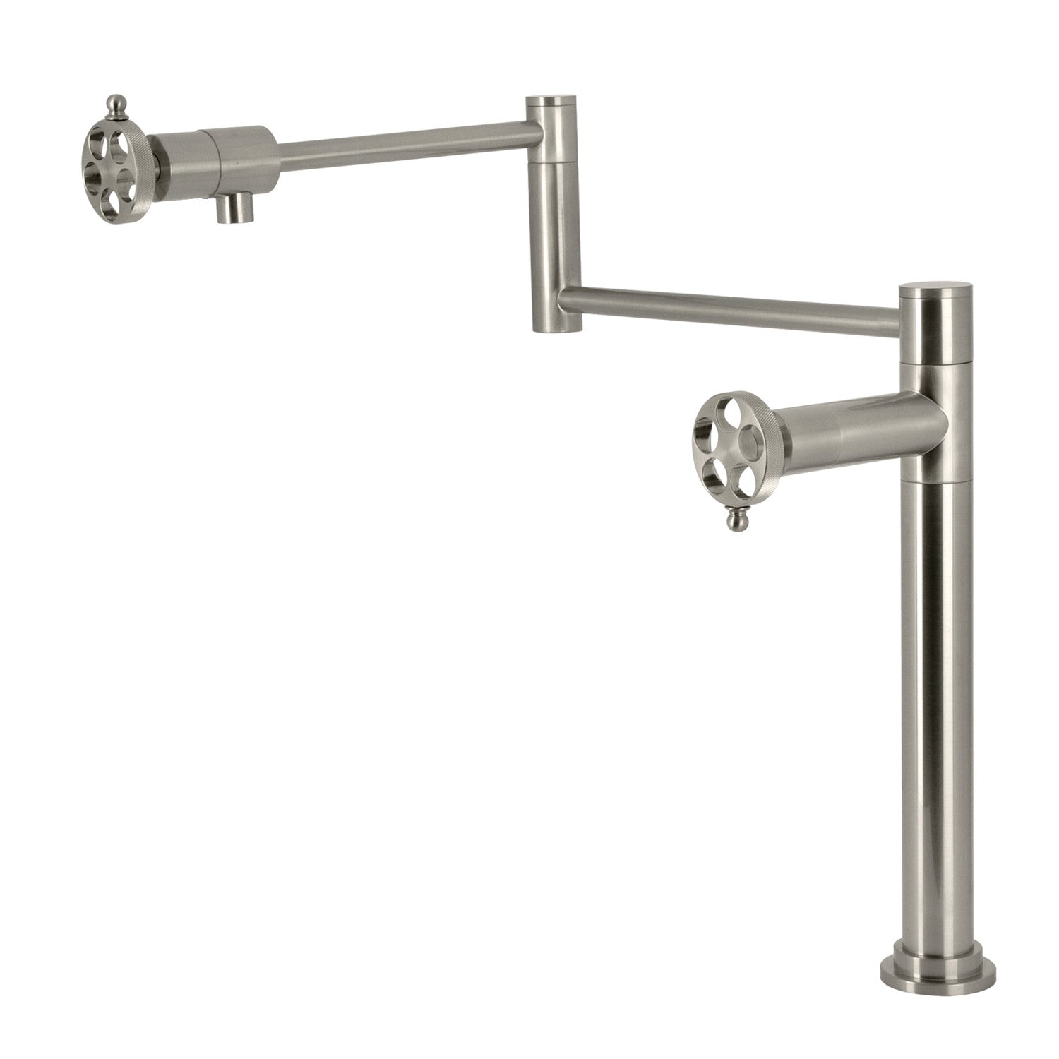Kingston Sona KS4708RKZ - Robinet de remplissage de pot de montage de plate-forme de Wendell 1 trou avec poignée moletée, nickel brossé