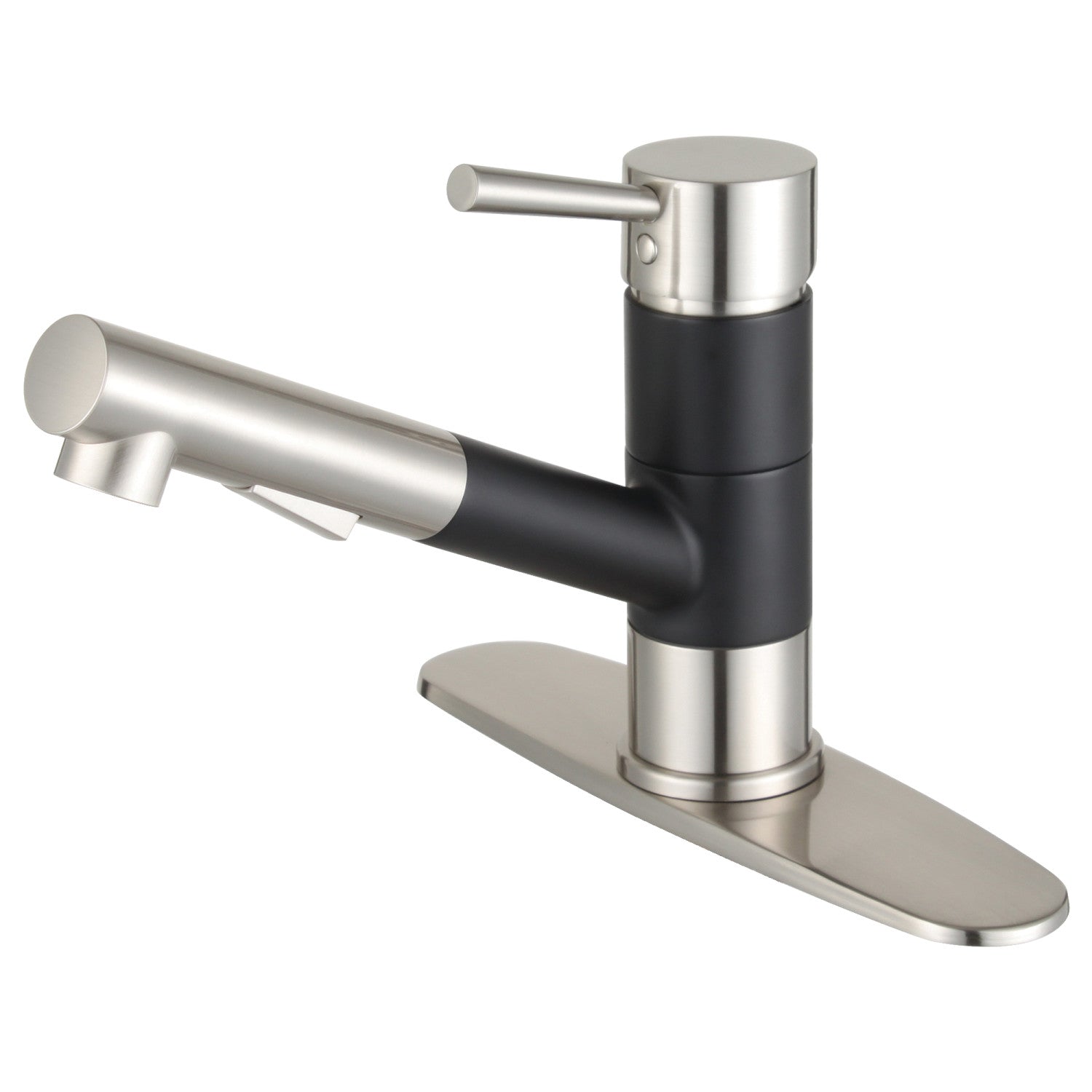 Kingston Sona LS8409DL - Concord Robinet de cuisine extractible à une poignée 1 trou, noir mat/nickel brossé