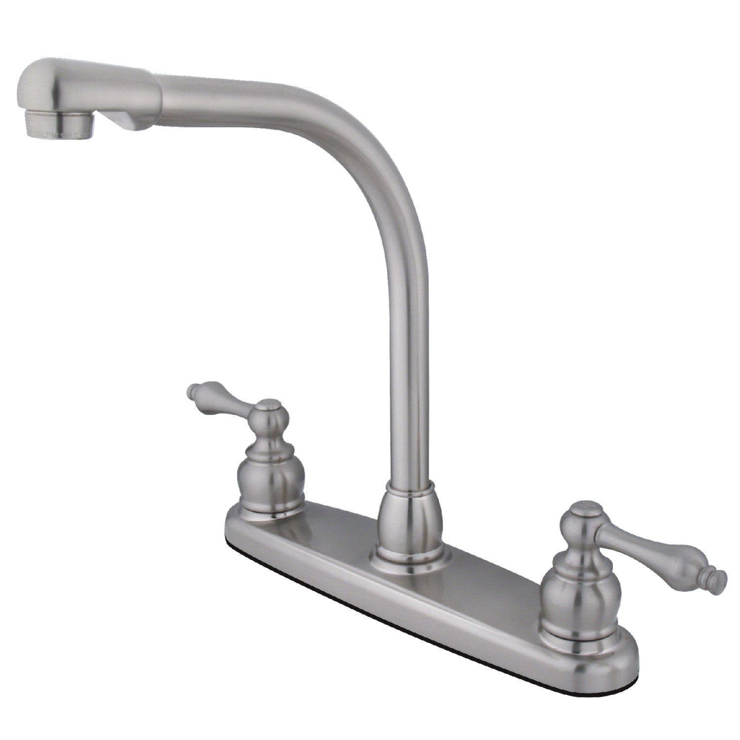 Kingston Tulare KB718ALLS - Robinet de cuisine central à deux poignées victorienne 2 trous 8, nickel brossé