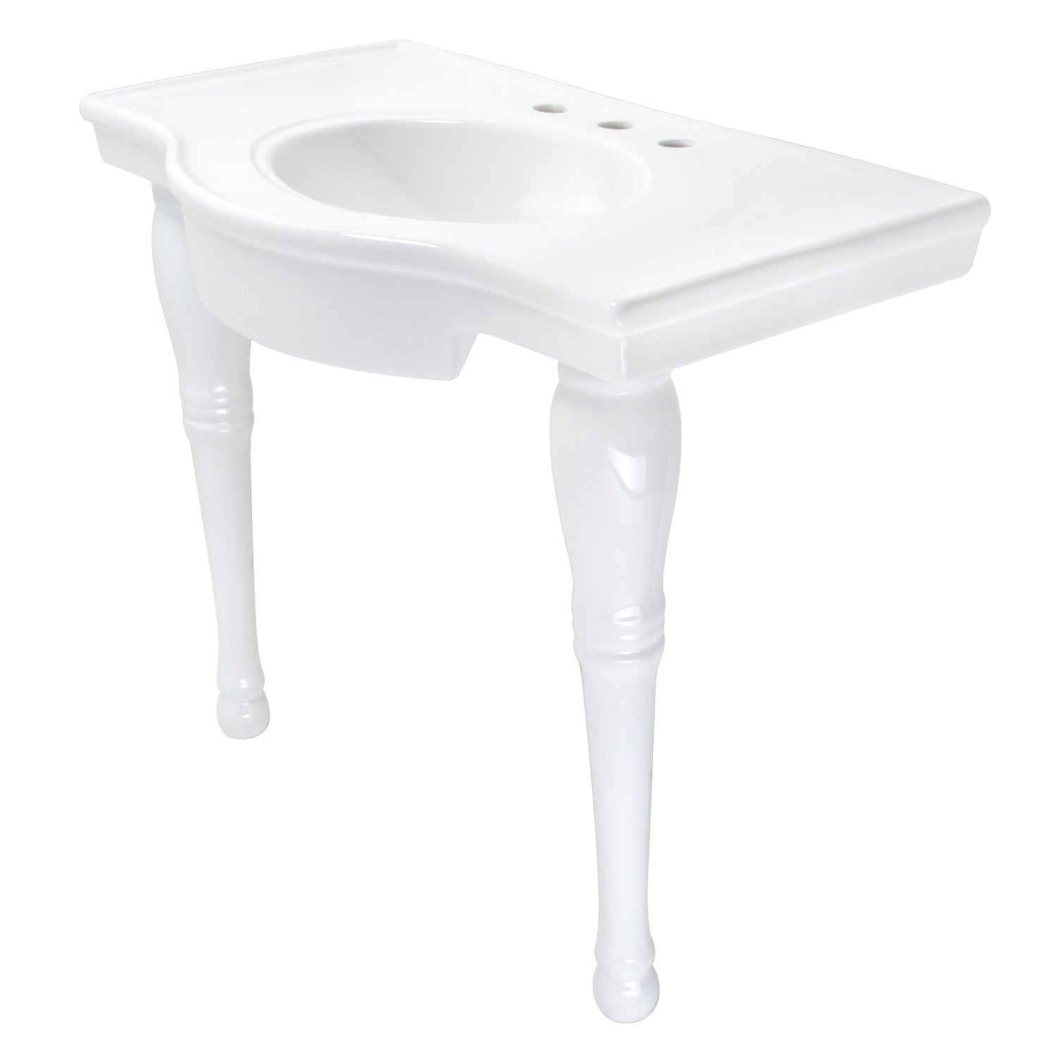 Kingston Heirloom VPB1378 - Templeton 37-Inch Ceramic Console Sink with Legs (8-Inch, 3-Hole), White