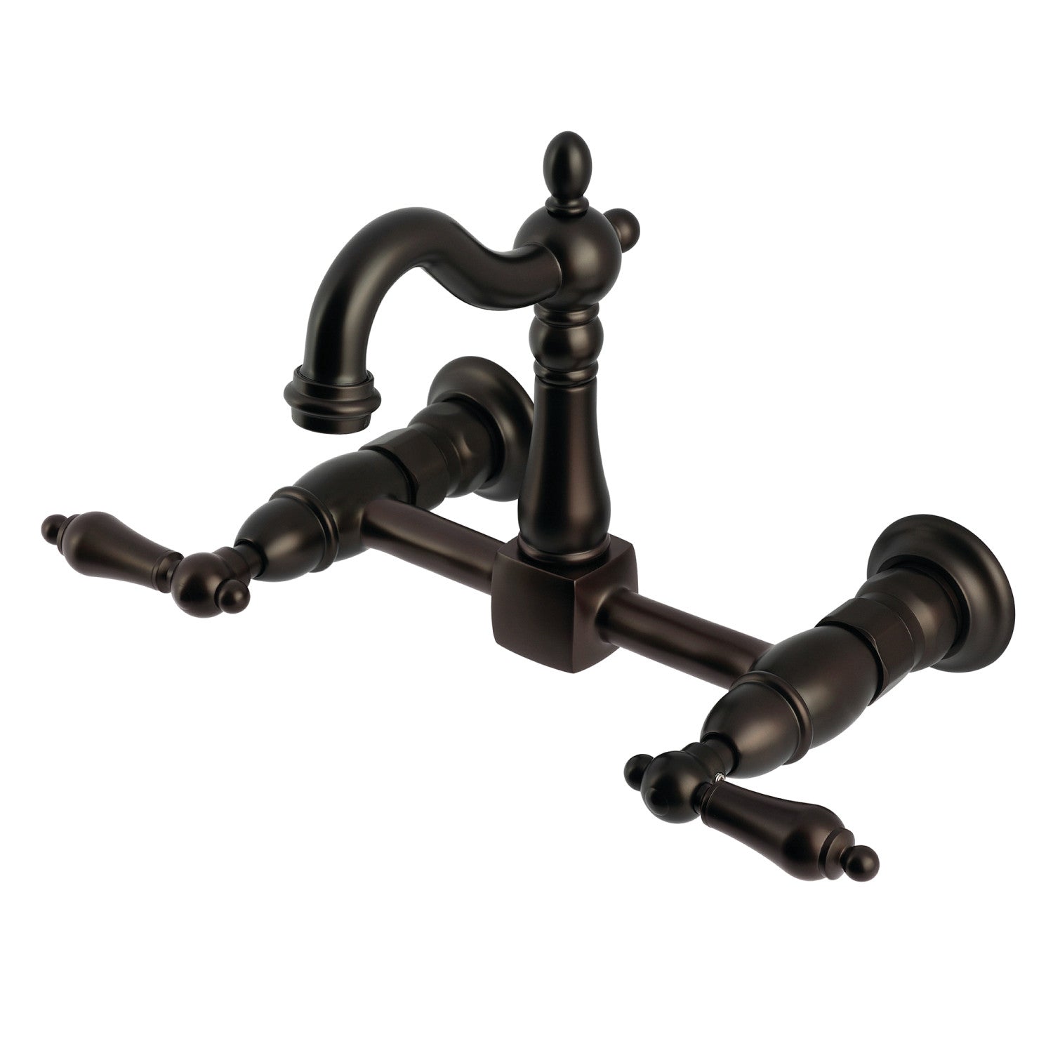 Kingston Heirloom KS2445AL - Robinet de cuisine à deux poignées Heritage 2 trous Wall Mount Bridge, Bronze frotté à l'huile