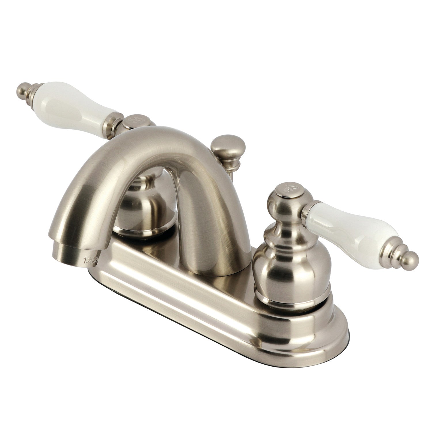 Kingston Heirloom KB5618PL - Restoration Double-Handle 3-Hole Deck Mount 4-Inch Centerset Bathroom Faucet with Pop-Up Drain, Brushed Nickel