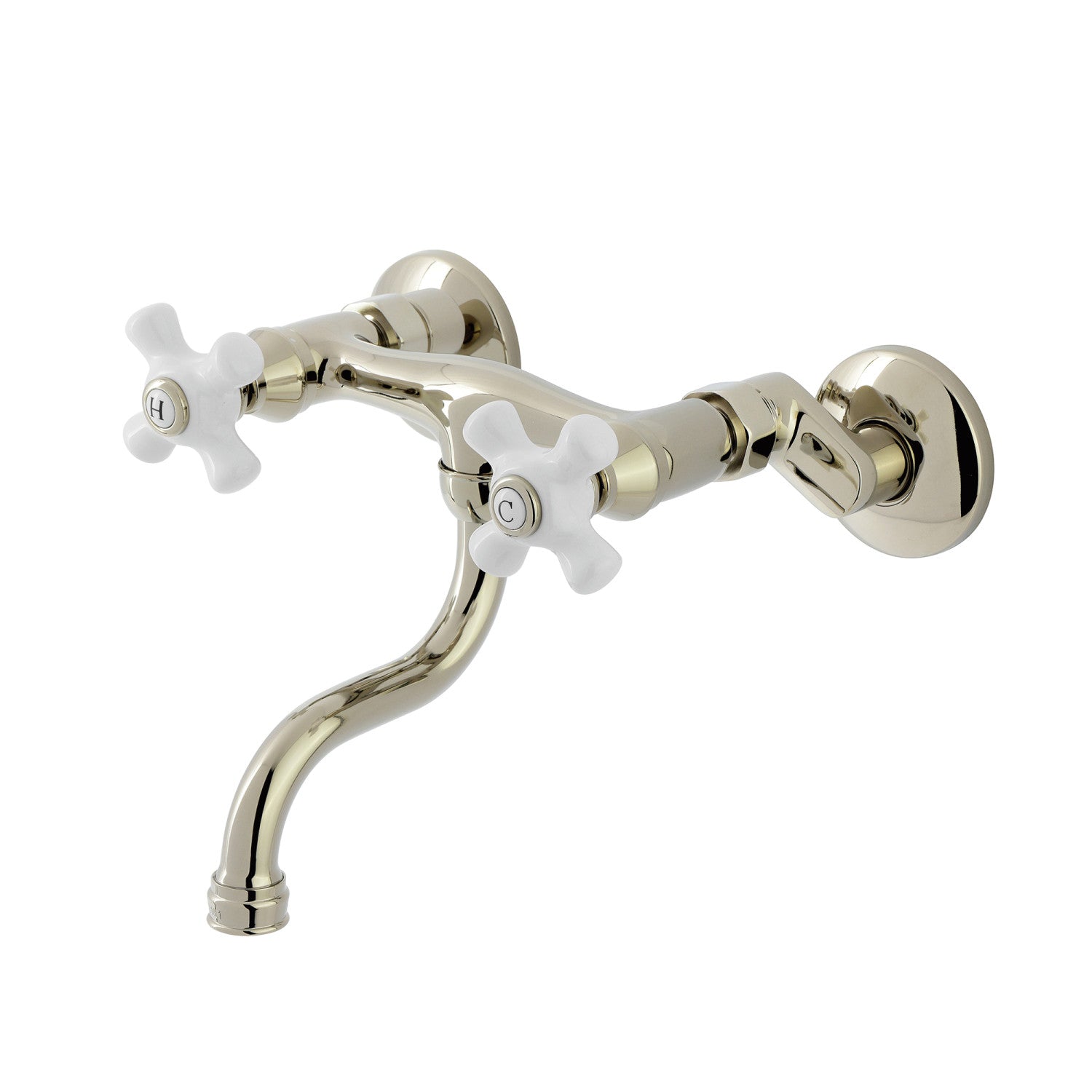 Kingston Heirloom KS2116PX - Kingston Double-Handle 2 trous Robinet de salle de bains mural, nickel poli