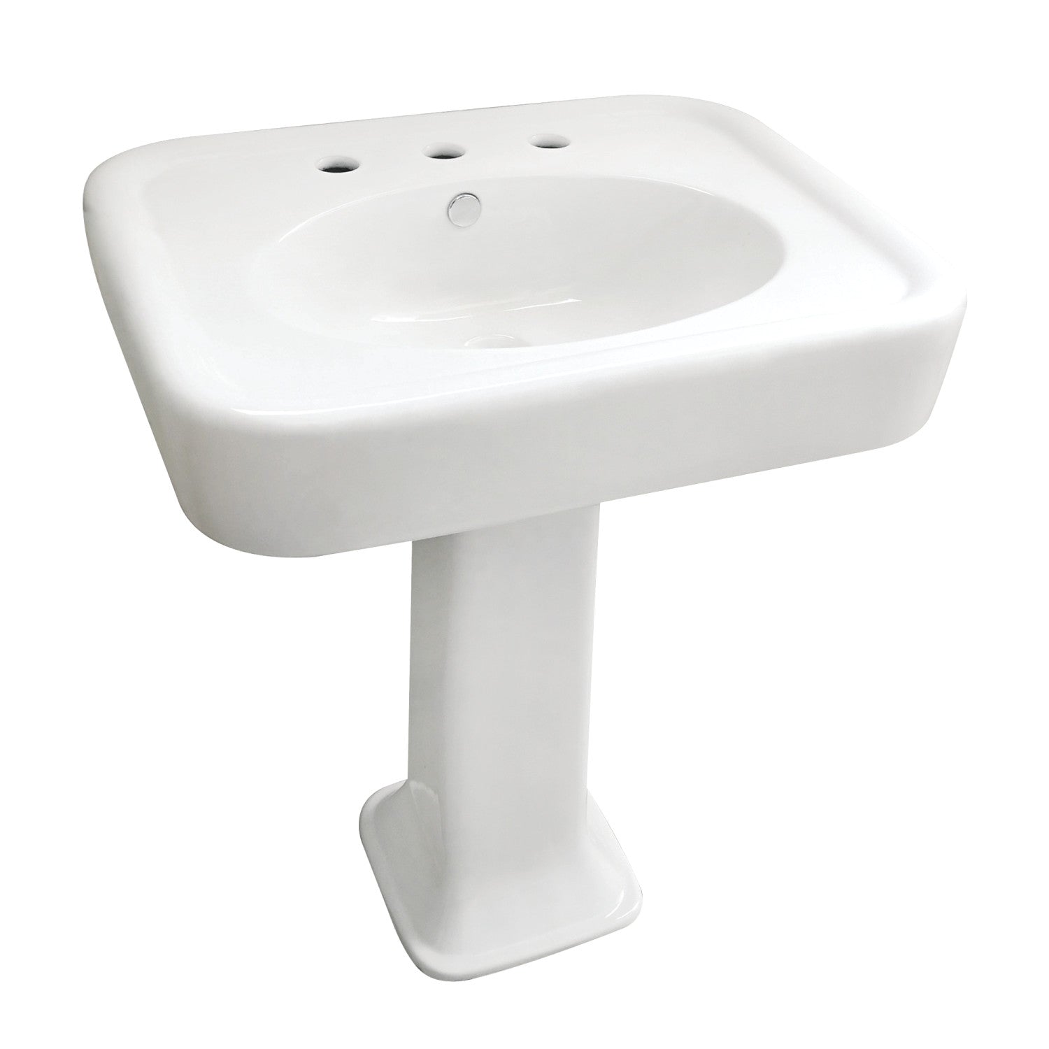 Kingston Heirloom VPB2268 - Robert 26-Inch Ceramic Pedestal Sink (8-Inch, 3-Hole), White