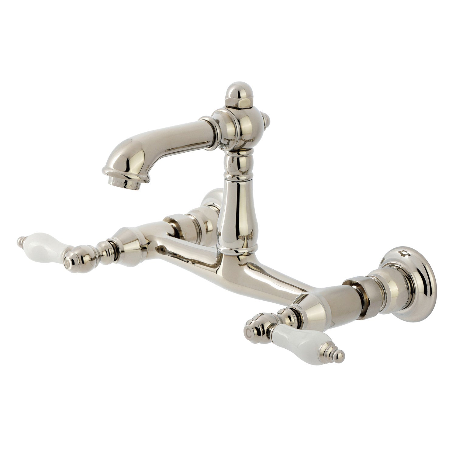Kingston Heirloom KS7256PL - Robinet de salle de bain double poignée de pays anglais 2 trous, nickel poli
