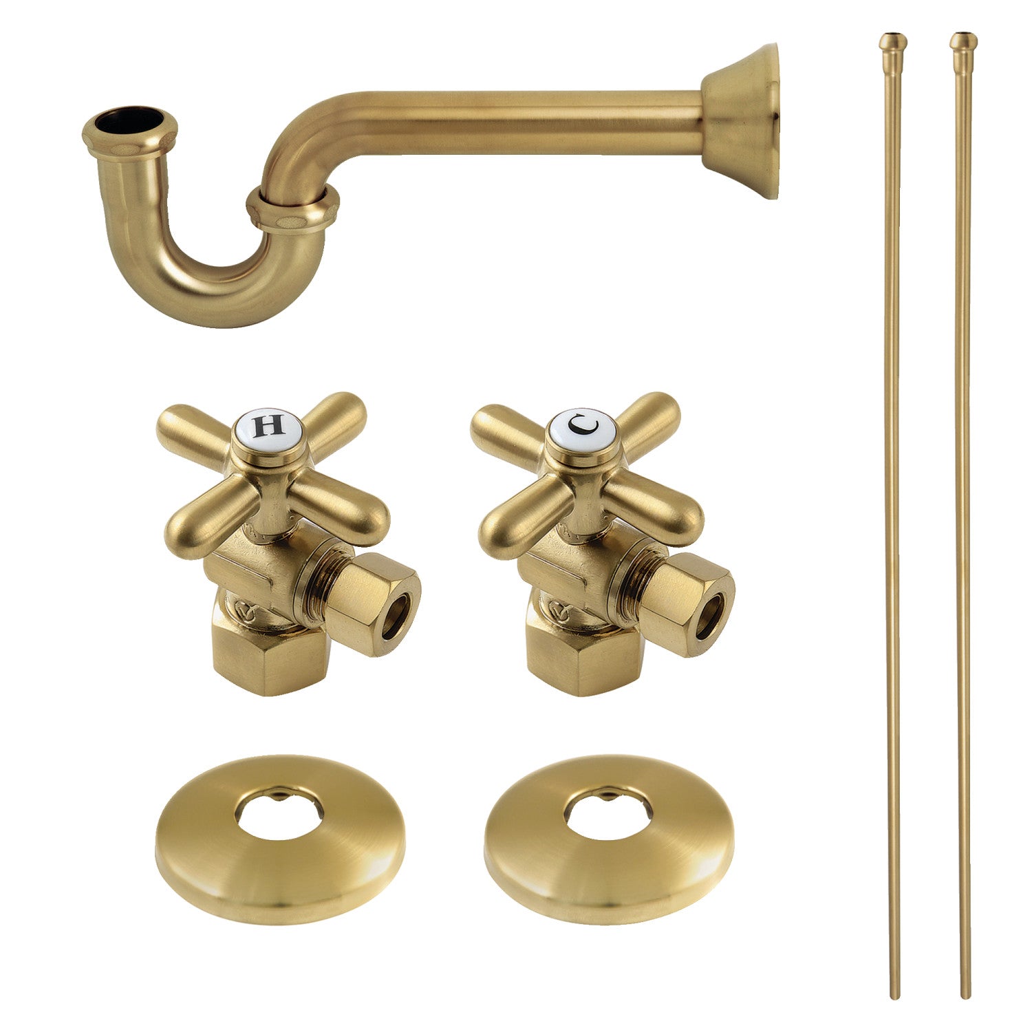 Kingston Heirloom KPK107P - Trimscape Traditional Plumbing Sink Trim Kit with P-Trap, Brushed Brass