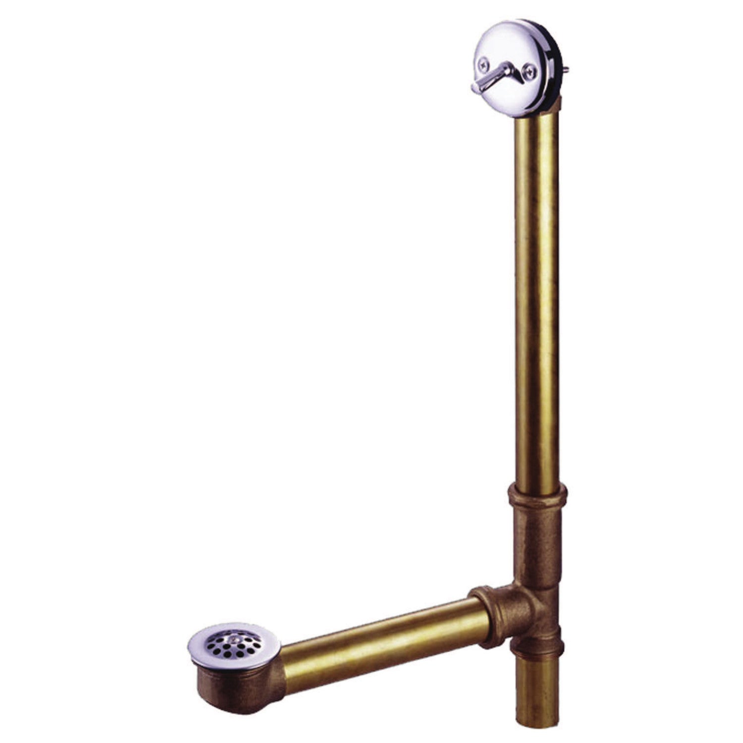 Kingston Tulare DTL1161 - Made To Match 21-Inch Brass Trip Lever Tub Waste and Overflow with Grid Strainer, Polished Chrome