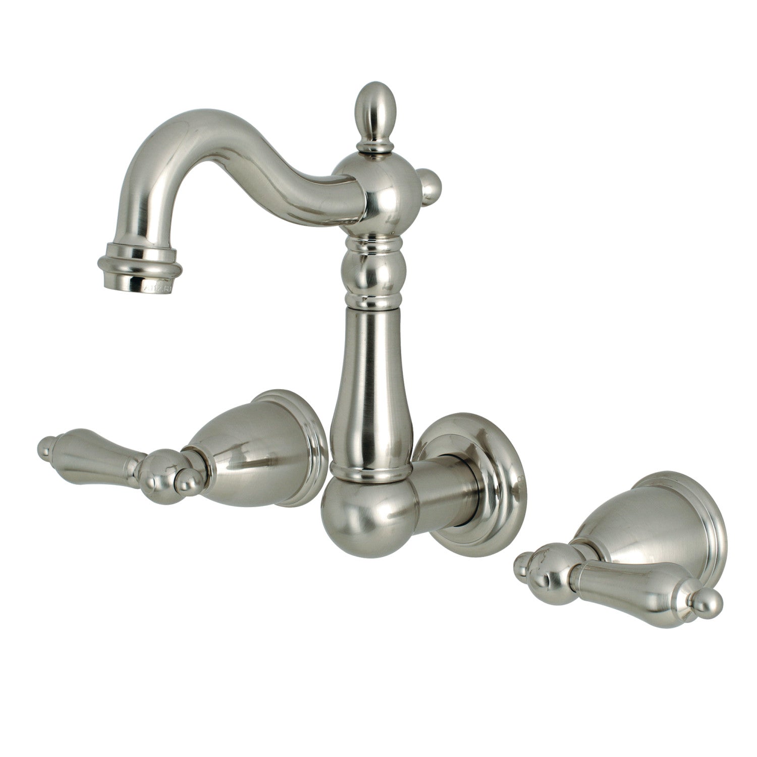 Kingston Heirloom KS1228AL - Robinet de salle de bains à double poignée Heritage 3 trous, Nickel brossé
